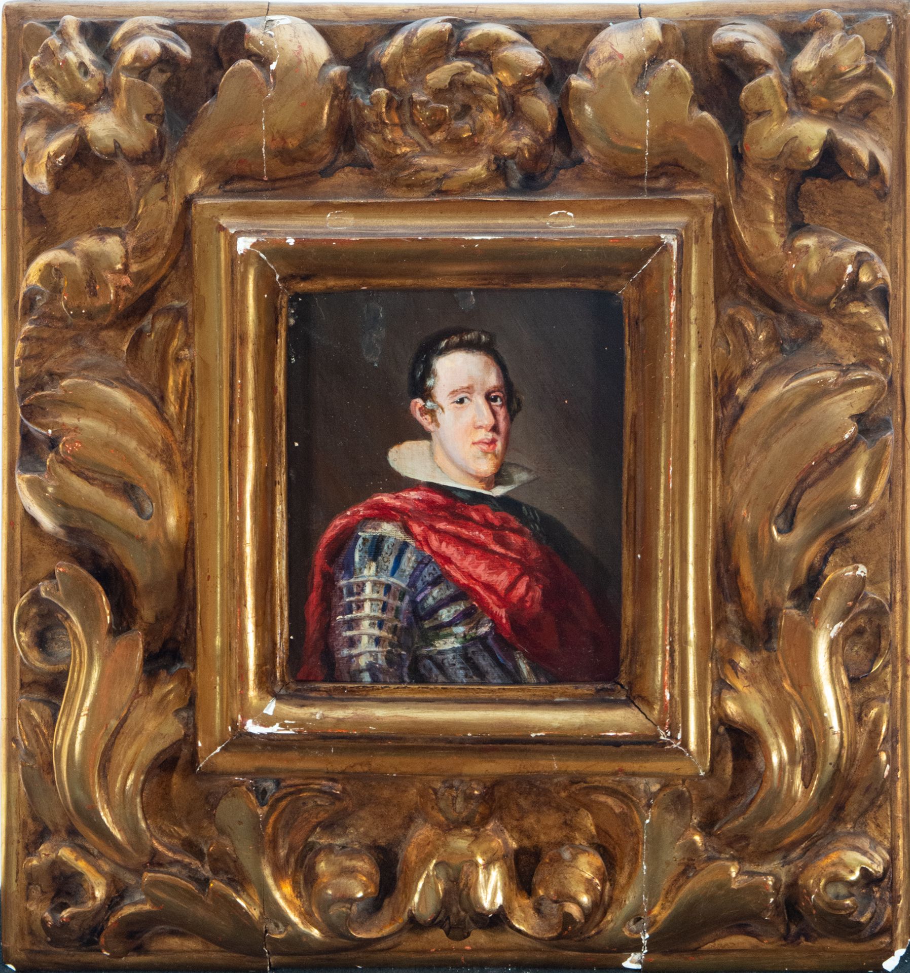 Pair of portraits on panel of Philip IV and Mary of Austria, Central European school of the 19th cen - Image 4 of 6