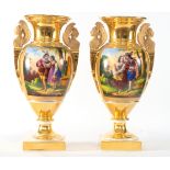 Pair of Vases in Golden Enamel Empire style, France, 19th century