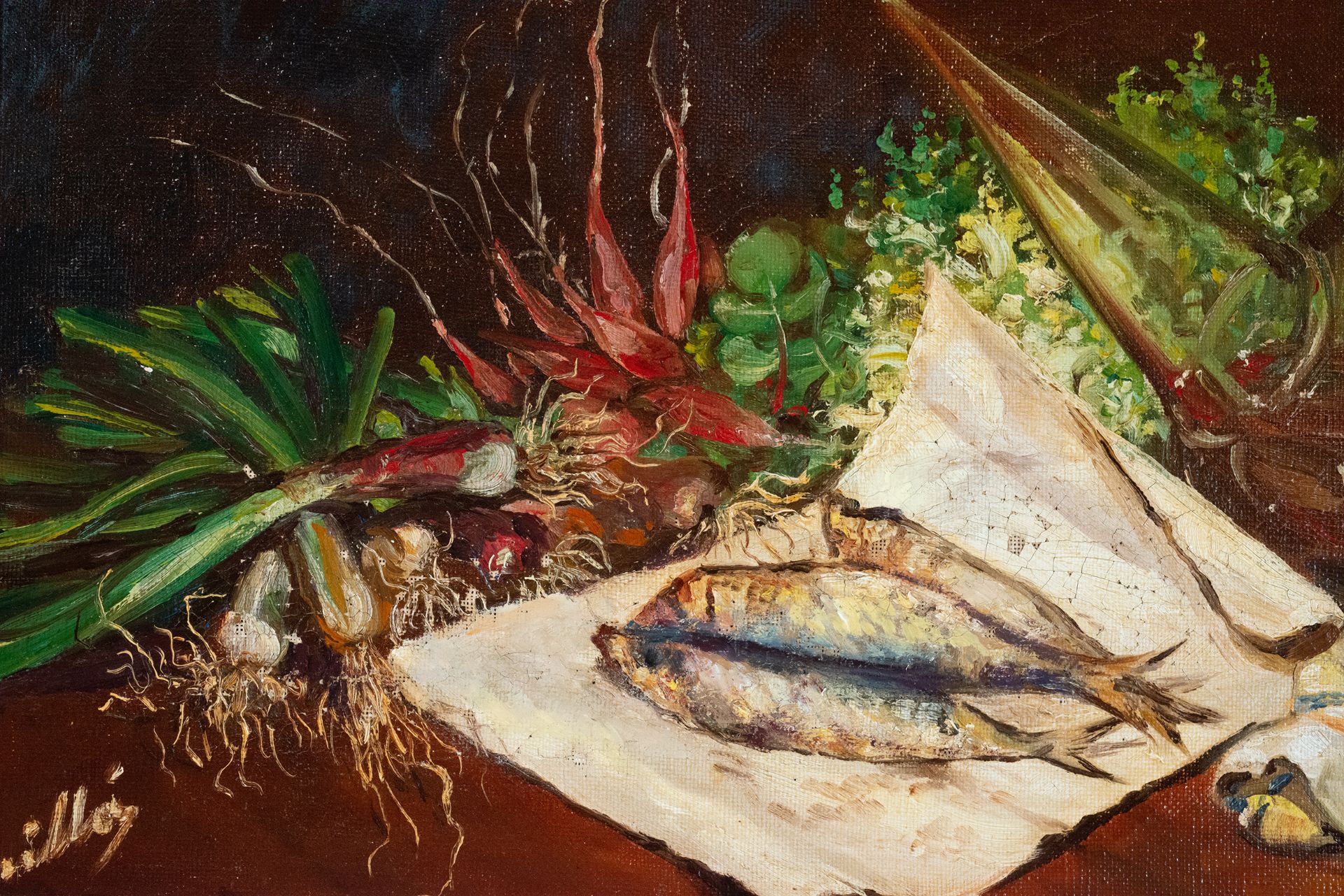 Pair of still lifes, signed Mill‡s, Spanish school of the 20th century - Image 6 of 9