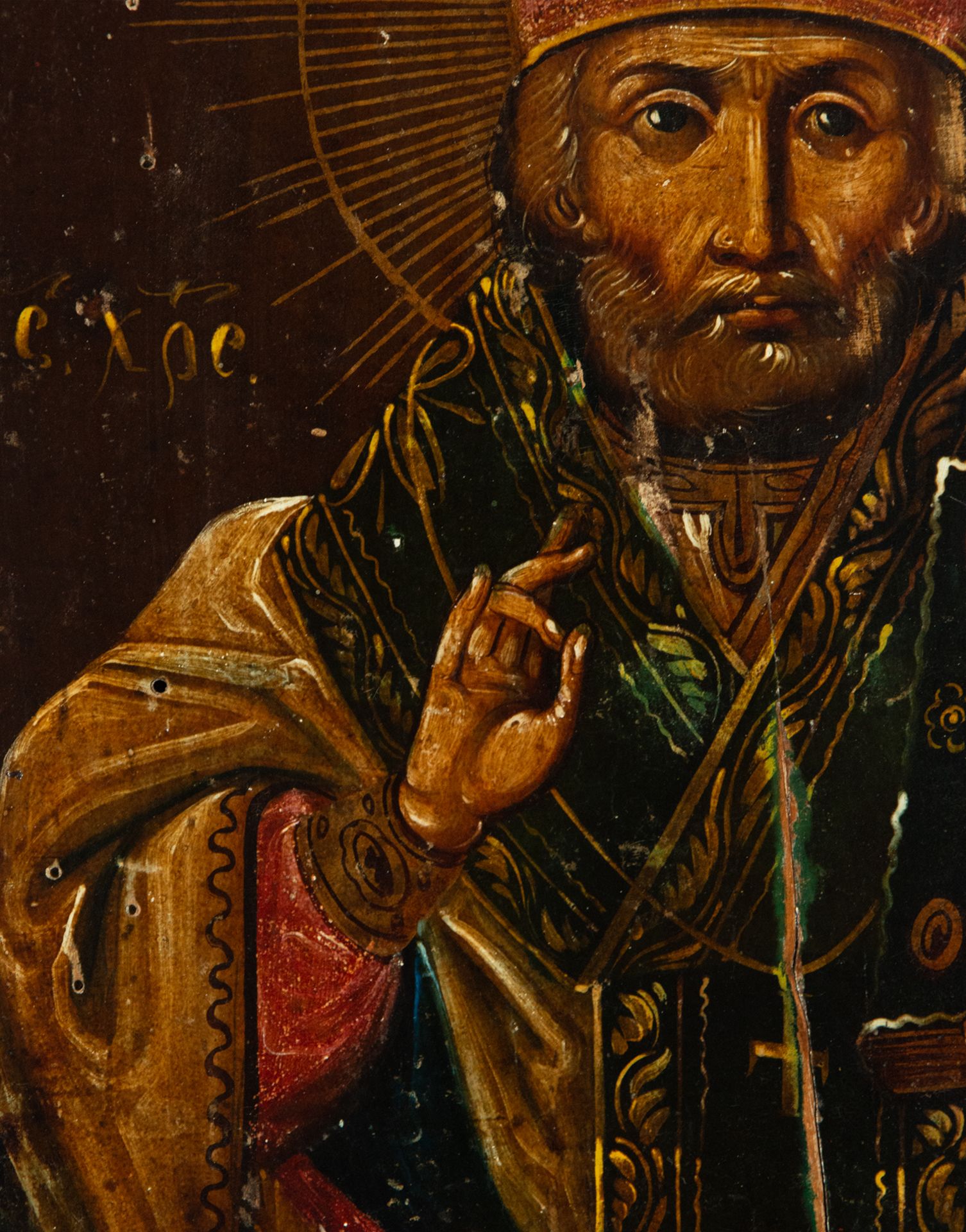 Orthodox Patriarch, 19th century Orthodox Icon - Image 4 of 5