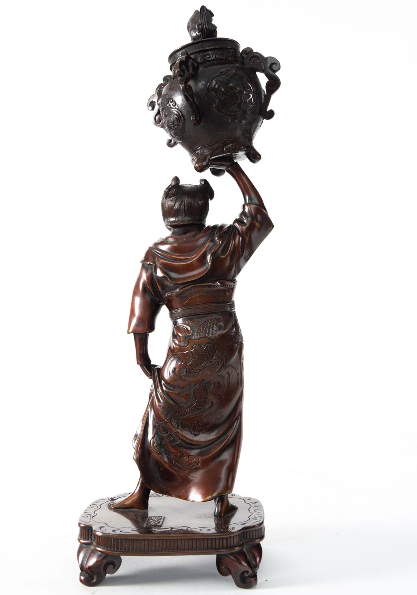 Important pair of Japanese sculptures in patinated bronze, Meiji period, 19th century - Image 8 of 8