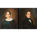 Pair of Portraits of Lady and Gentleman, French school of the 19th century