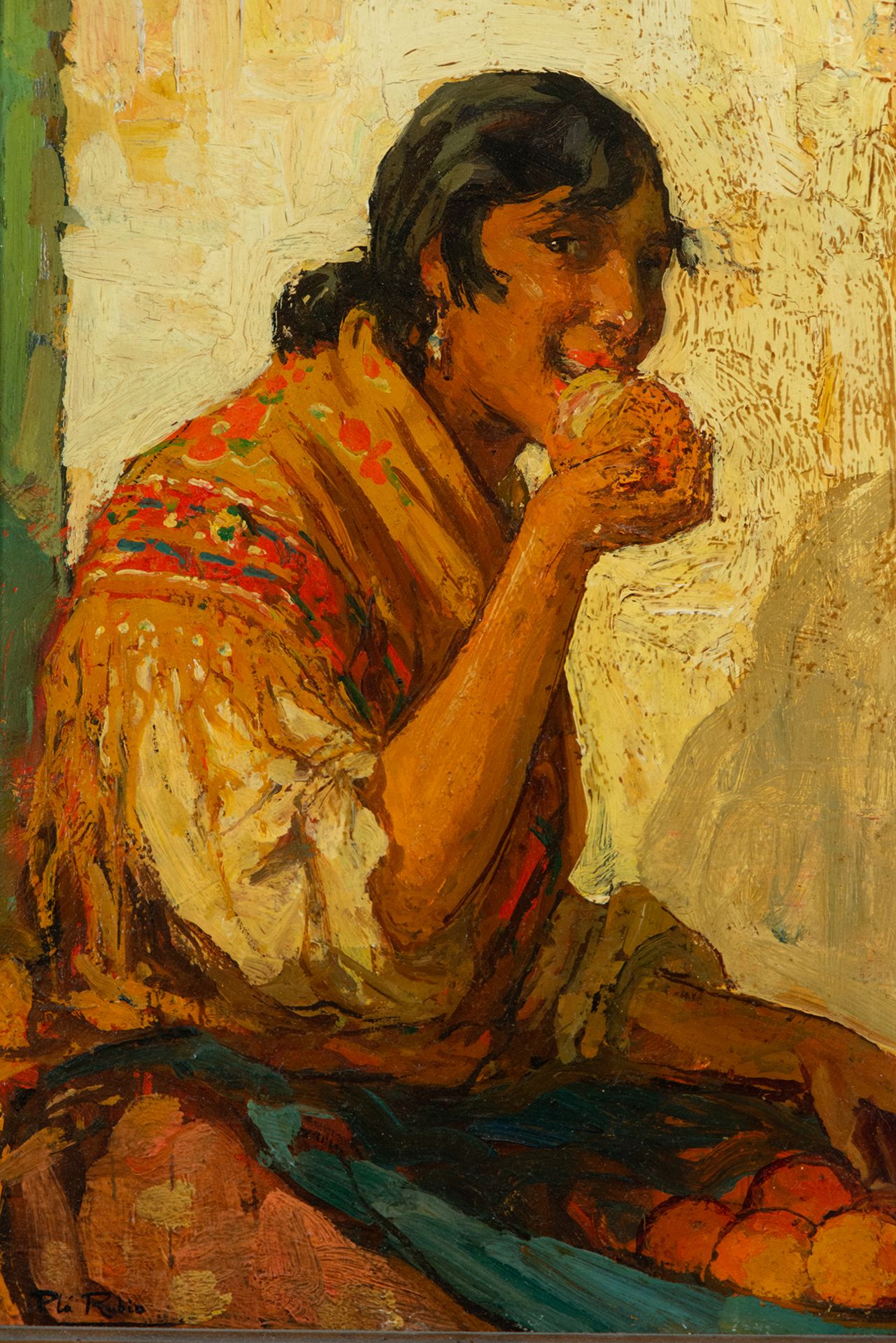 Girl Eating Fruit, Alberto Pla y Rubio (Valencia, 1867-Barcelona, __1937), Valencian school of the 2 - Image 2 of 3