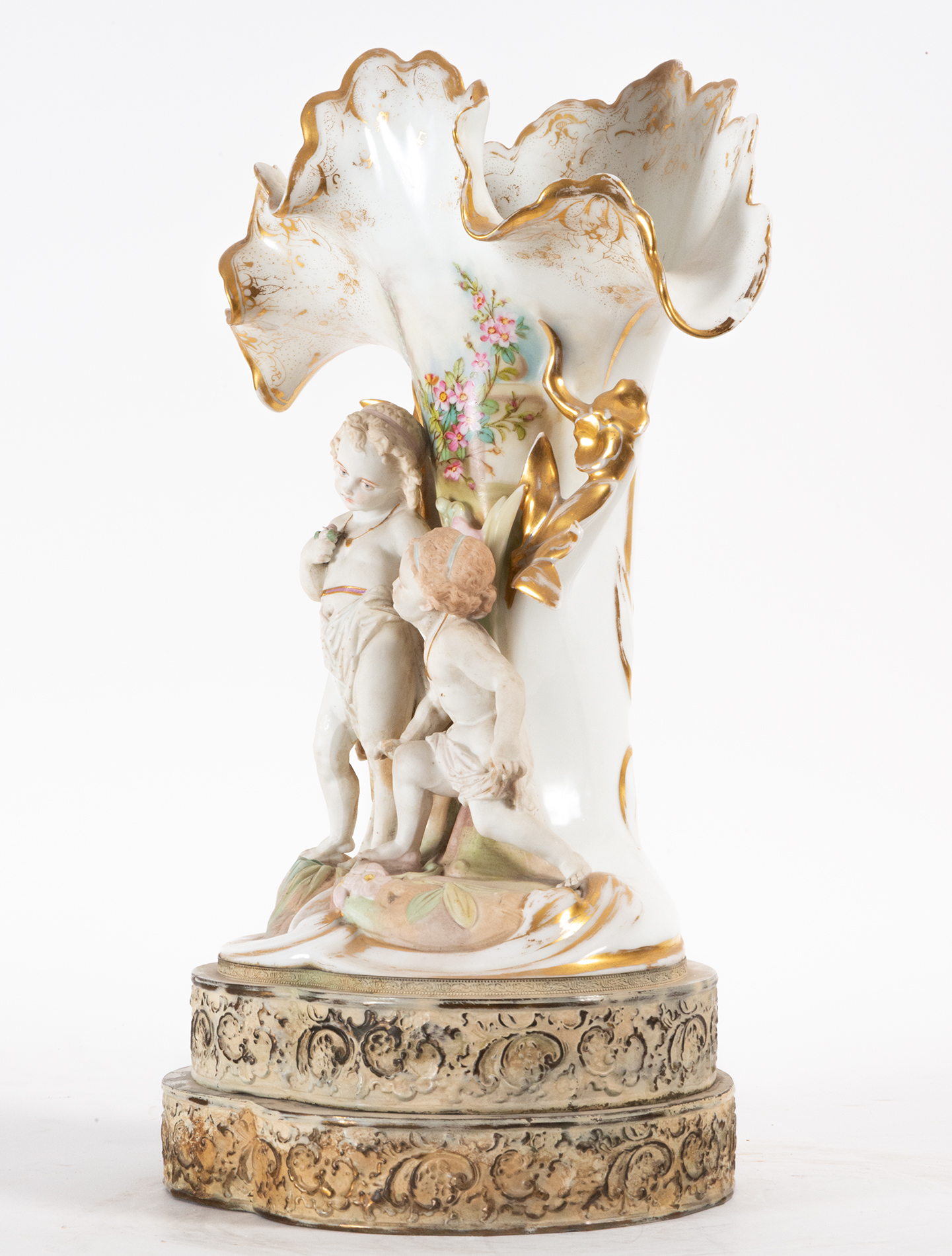 Pair of Vases with Little Shepherds in glazed biscuit porcelain, 19th century - Image 7 of 8