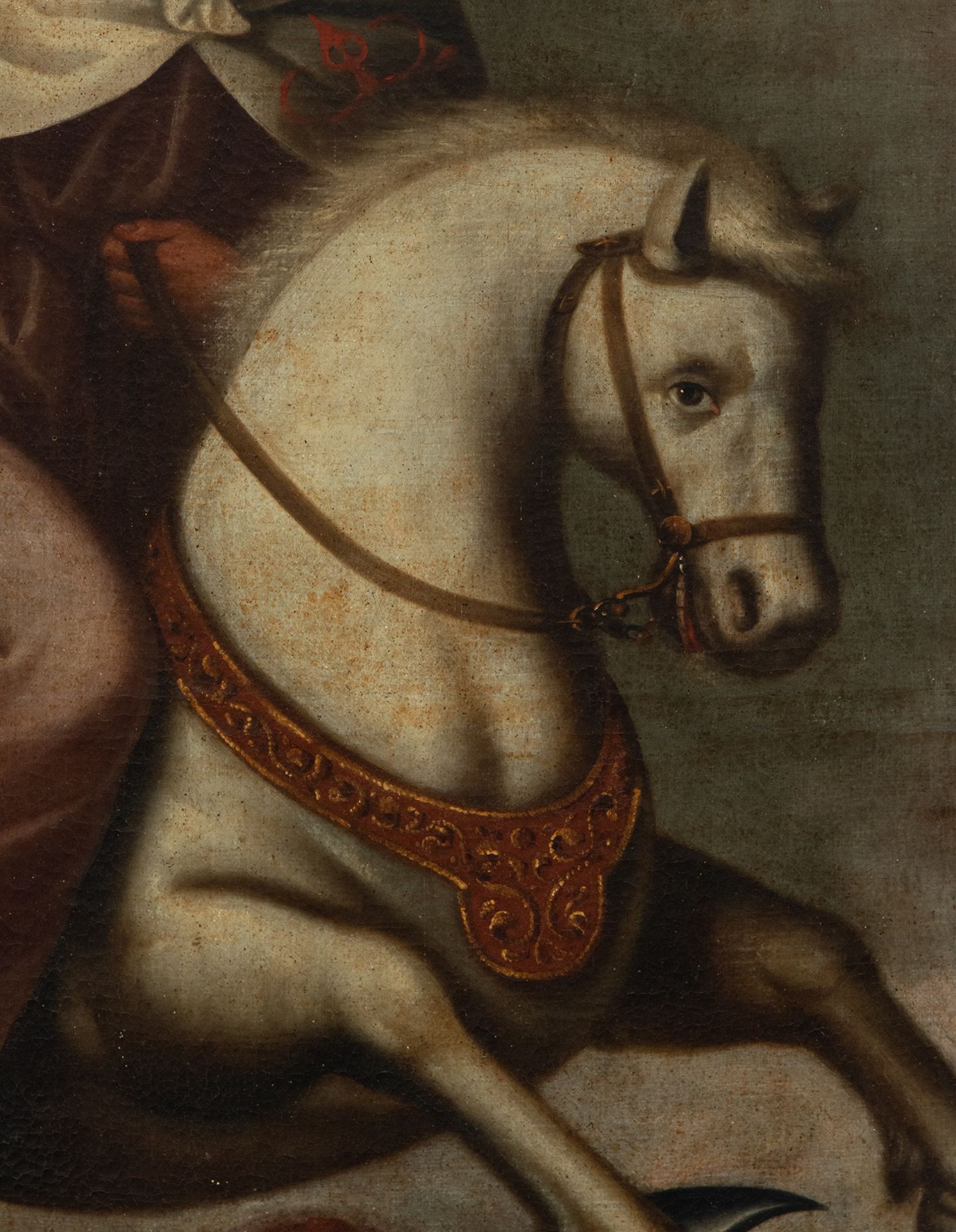 Santiago Matamoros in Horseback, 17th century Spanish colonial school - Image 4 of 7