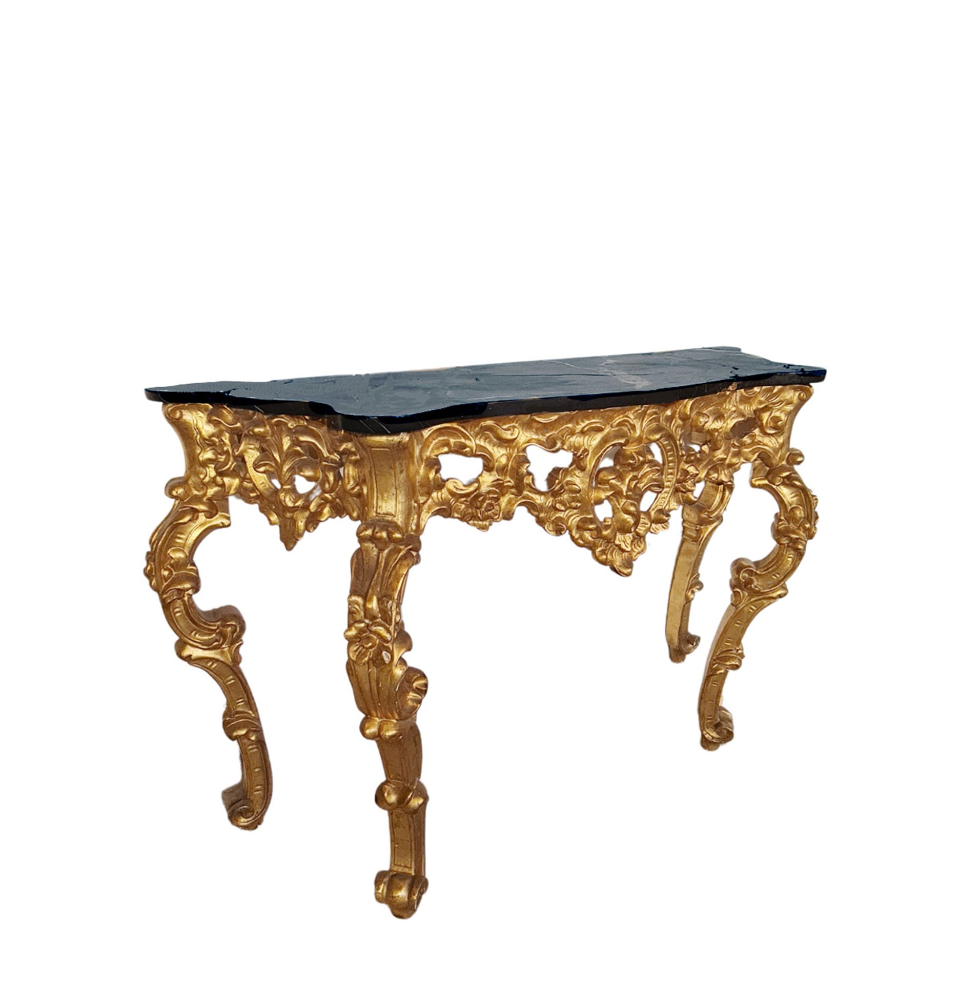 Italian console with green marbled wood top, 18th - 19th centuries