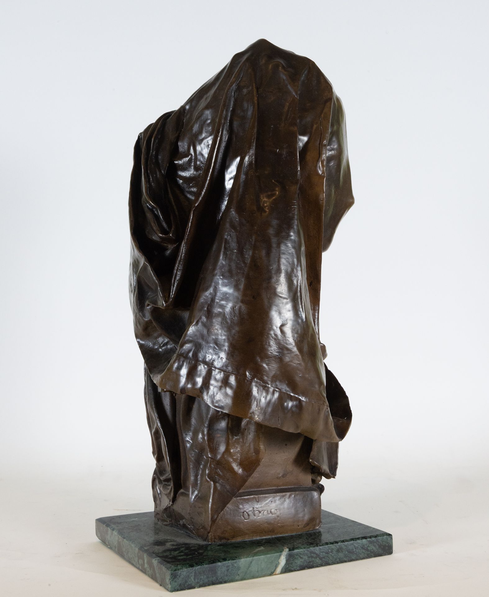 Bust of Lady with Veil, bronze sculpture, 19th century European school - Image 6 of 8