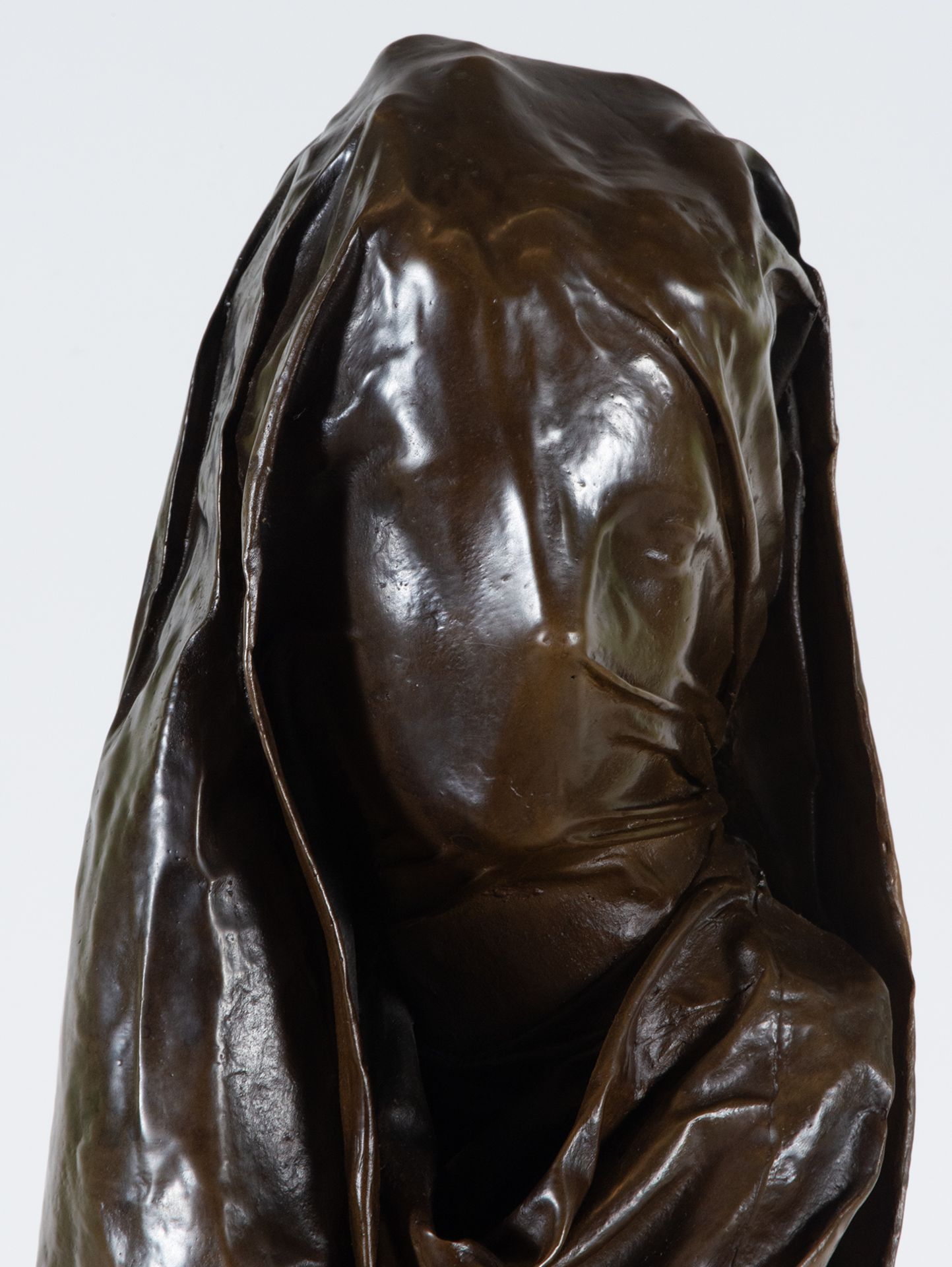 Bust of Lady with Veil, bronze sculpture, 19th century European school - Image 2 of 8
