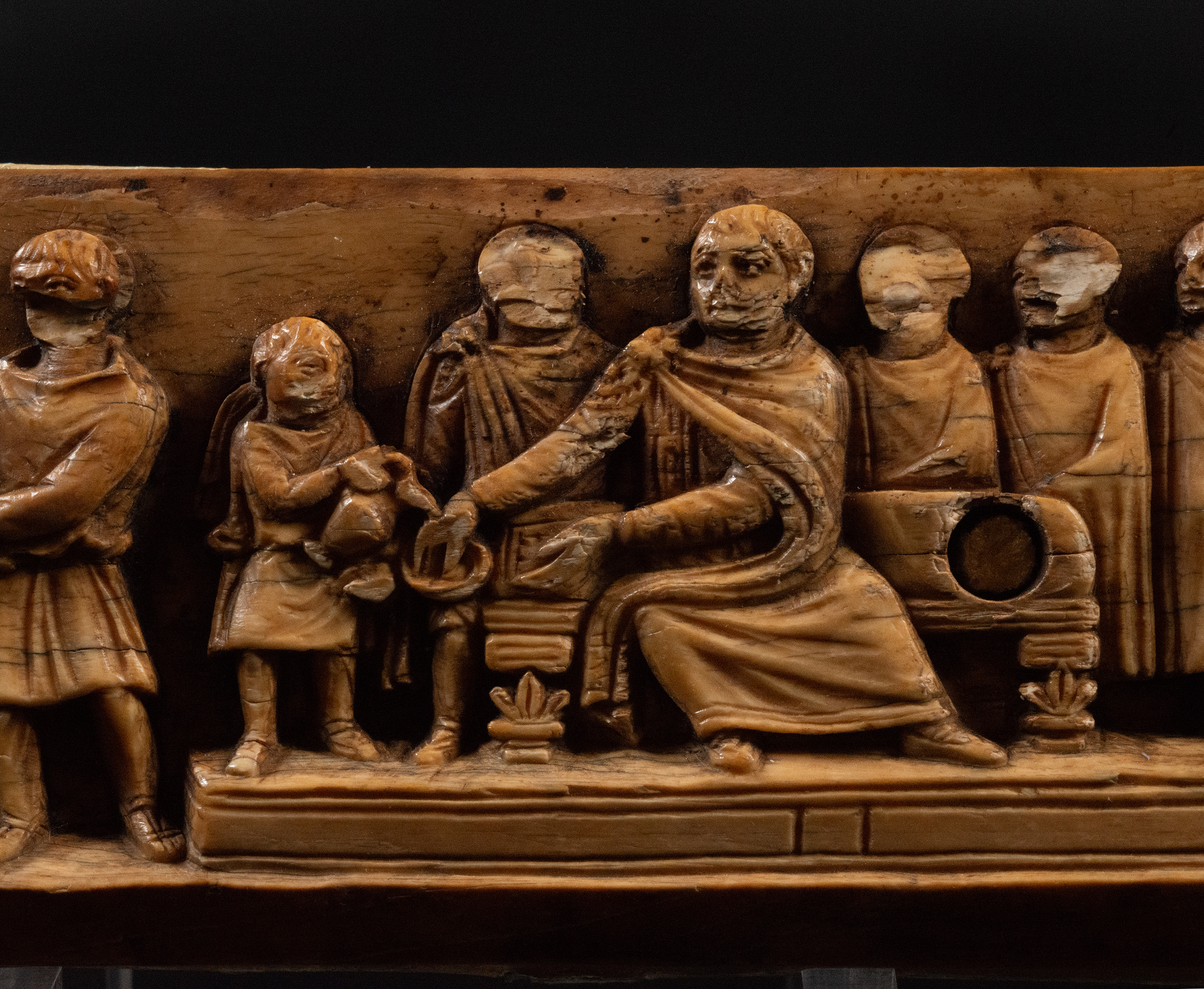 "Pilate Washing his Hands before Christ", exceptional Byzantine ivory relief carving, 13th - 14th ce - Image 5 of 14