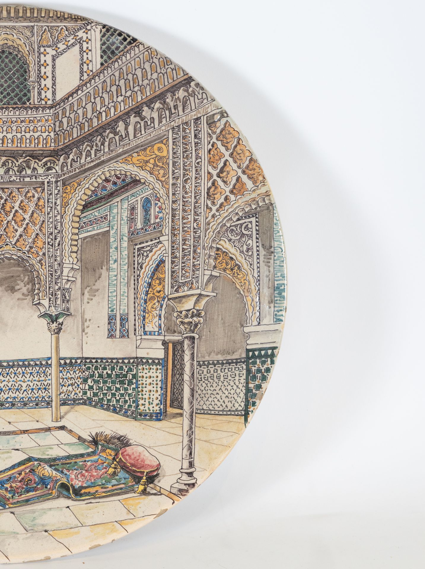 Arab courtyard, enameled ceramic plate, 19th century - Image 3 of 4
