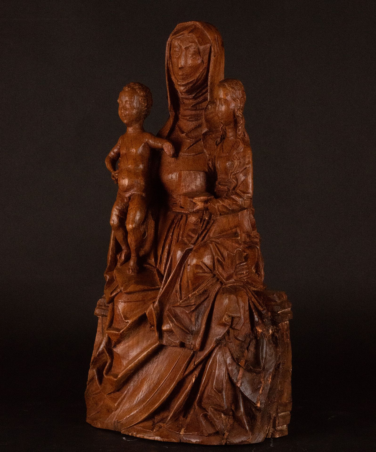 Saint Anne with the Virgin and Child, following Flemish Renaissance models, French school of the 19t - Image 5 of 8
