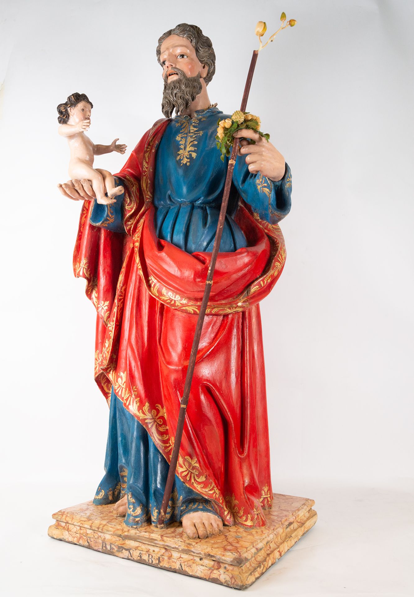 Spectacular Carving of Saint Joseph with the Child in Arms, school of JosŽ Laughing, Granada school  - Image 7 of 18