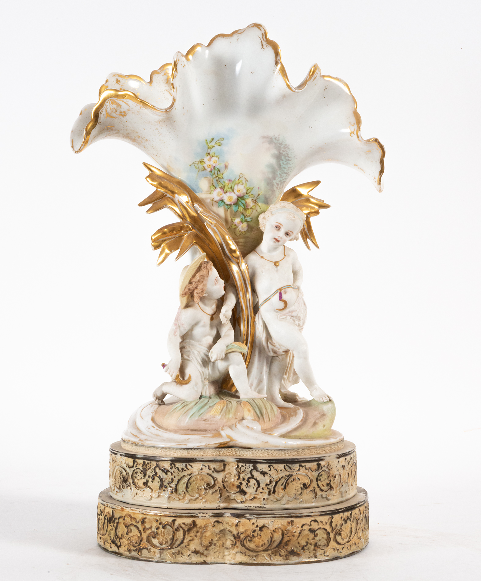 Pair of Vases with Little Shepherds in glazed biscuit porcelain, 19th century - Image 2 of 8