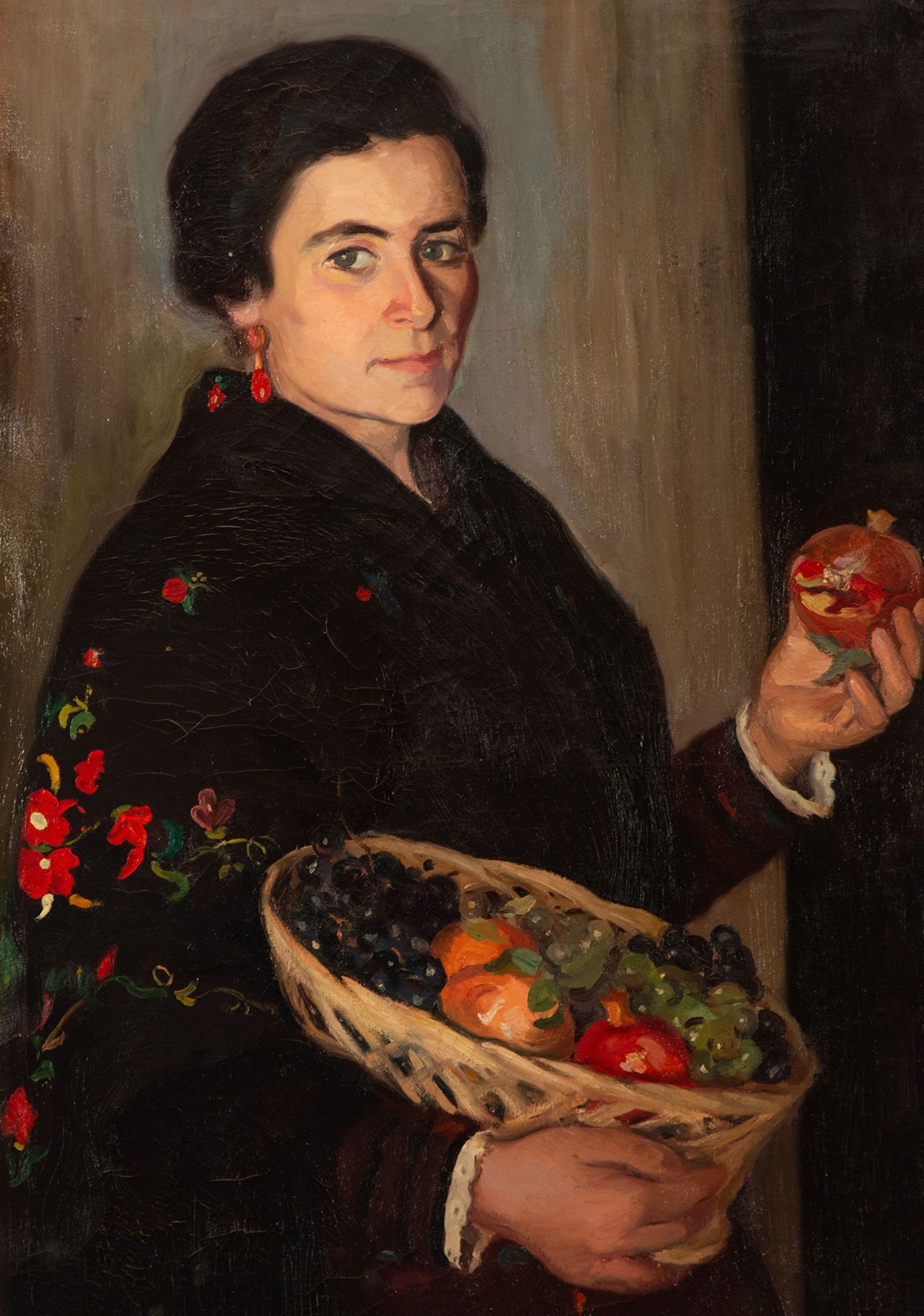 Lady with a Basket of Fruit, Rafael Latorre Viedma (Granada 1872-1970), Granada school of the 19th - - Image 2 of 5