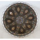 Moroccan plate (Ceramic of Fez) mounted in silver filigree, 19th century