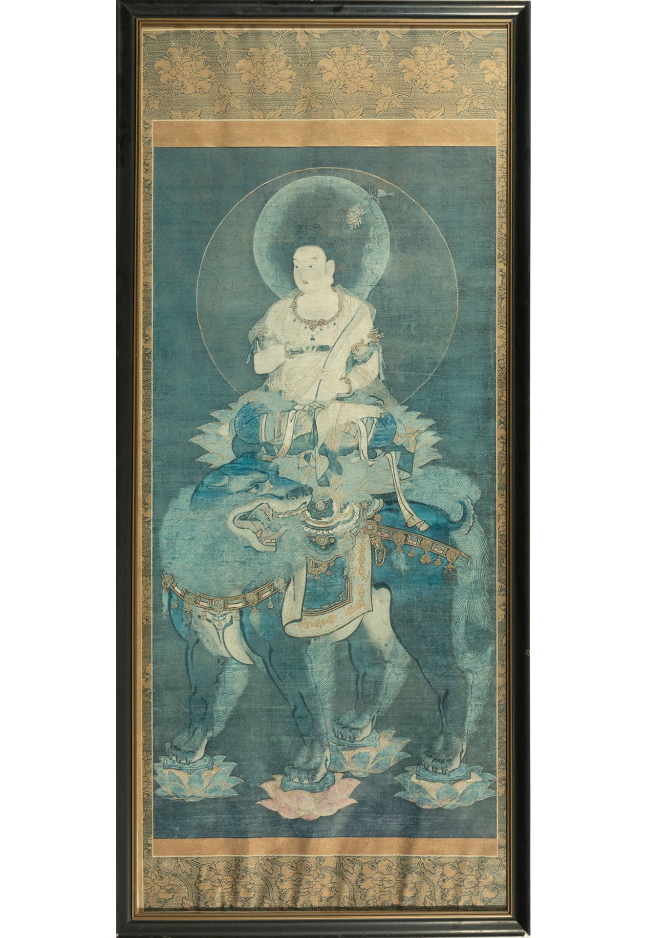 Hand-painted silk batik, framed, 19th - 20th century Chinese school