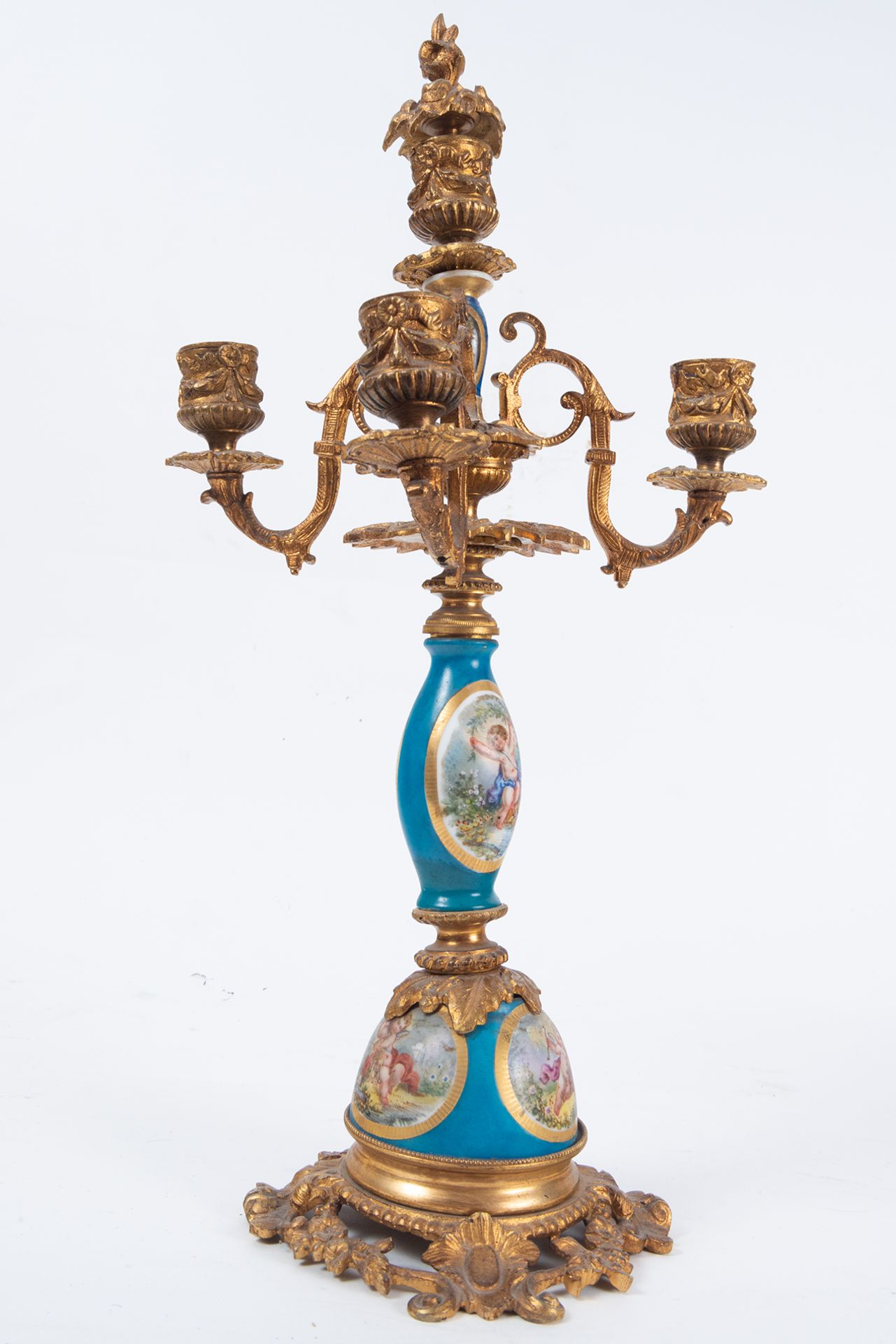 Pair of Candlesticks in Bronze and Old Paris porcelain, French school of the 19th century - Bild 11 aus 13