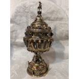 Exceptional Ciborium or Trophy in Vermeil Sterling Silver and Rock Crystal Cameo Appliques, French N