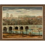 View of the Segovia Bridge, Madrid, signed and dated Antonio Santos Viana, 1970, 20th century Spanis