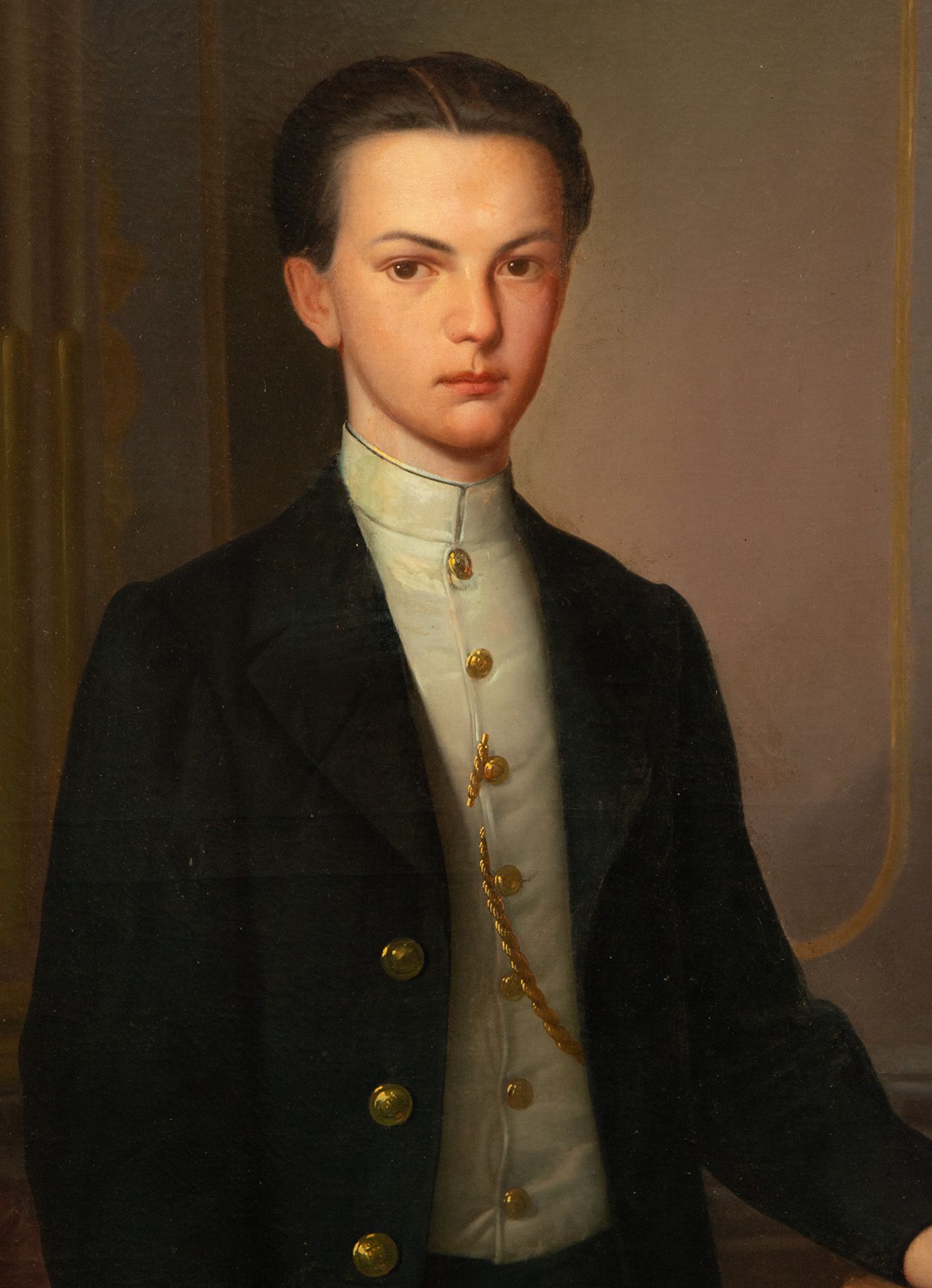Portrait of a Young Officer, 19th century Spanish school, signed and dated Augusto Manuel de Quesada