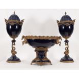 Louis XVI Style Faienza and gilt bronze garniture, 19th-20th century