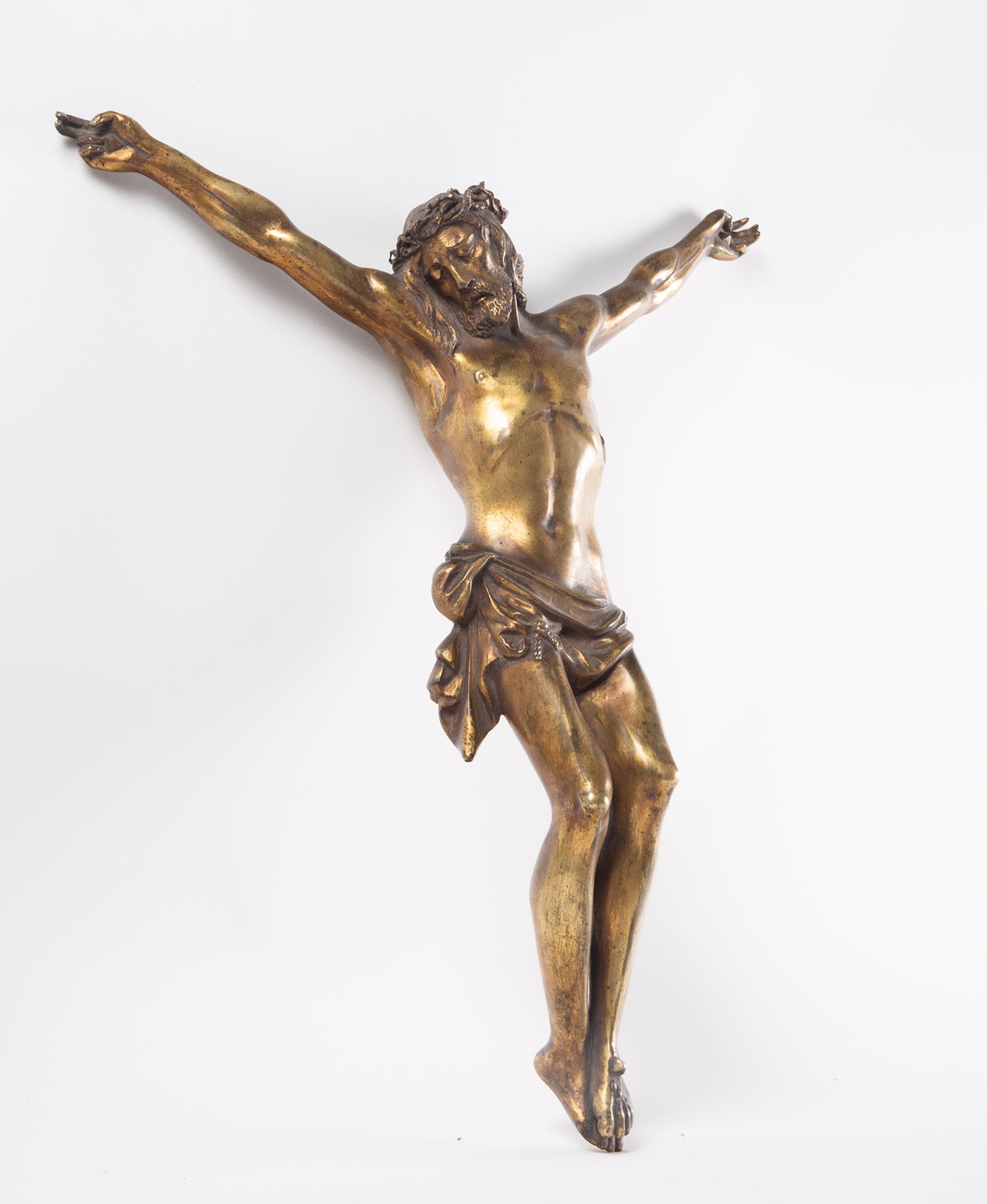 Great Italian Christ in Gilt Bronze, environment of Alessandro Algardi, Roman school of the 16th cen - Image 4 of 4