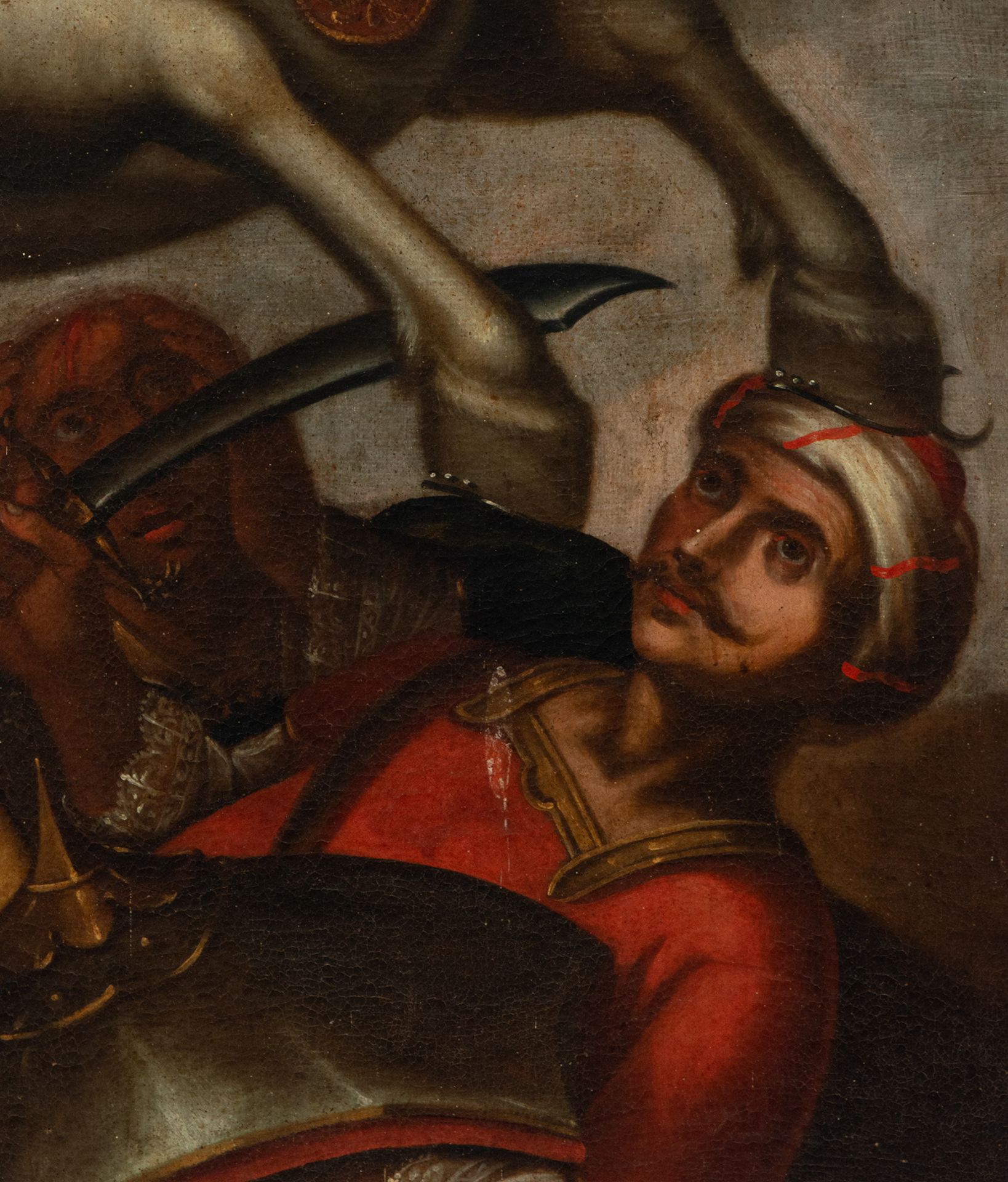 Santiago Matamoros in Horseback, 17th century Spanish colonial school - Image 5 of 7