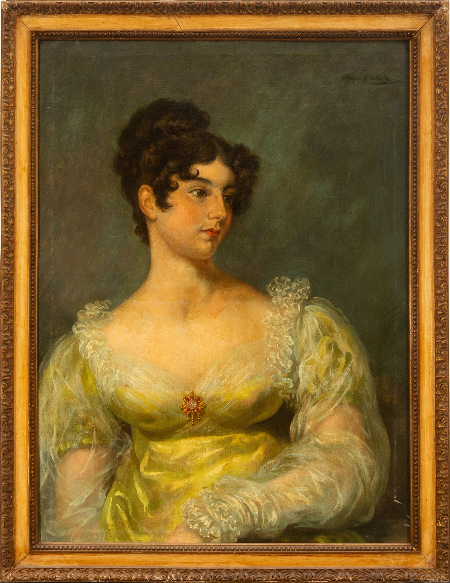 Portrait of Lady, Manuel de la Rosa, 19th century Spanish school