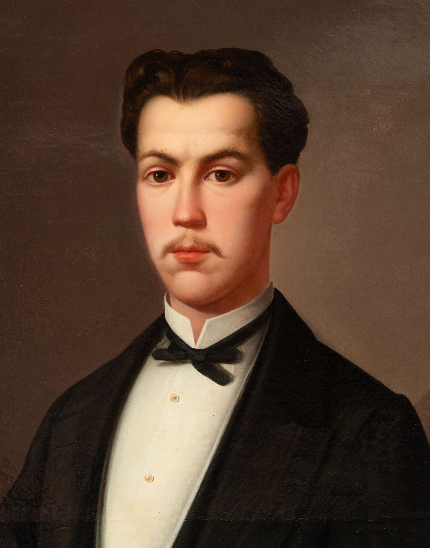 Portrait of a 19th century Gentleman, signed and dated Augusto Manuel de Quesada, 1878 - Image 2 of 2