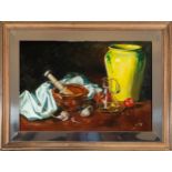 Pair of still lifes, signed Mill‡s, Spanish school of the 20th century
