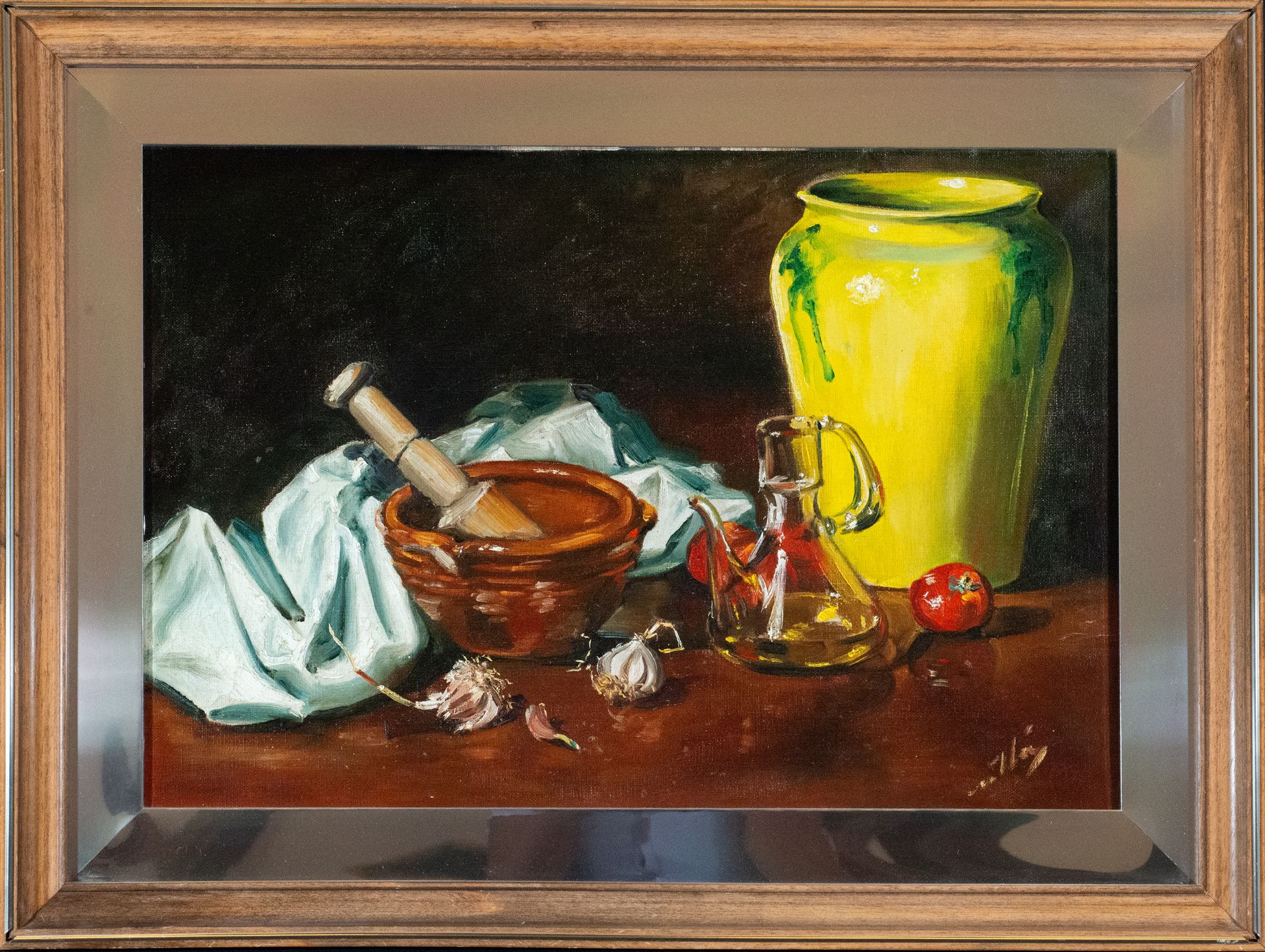 Pair of still lifes, signed Mill‡s, Spanish school of the 20th century