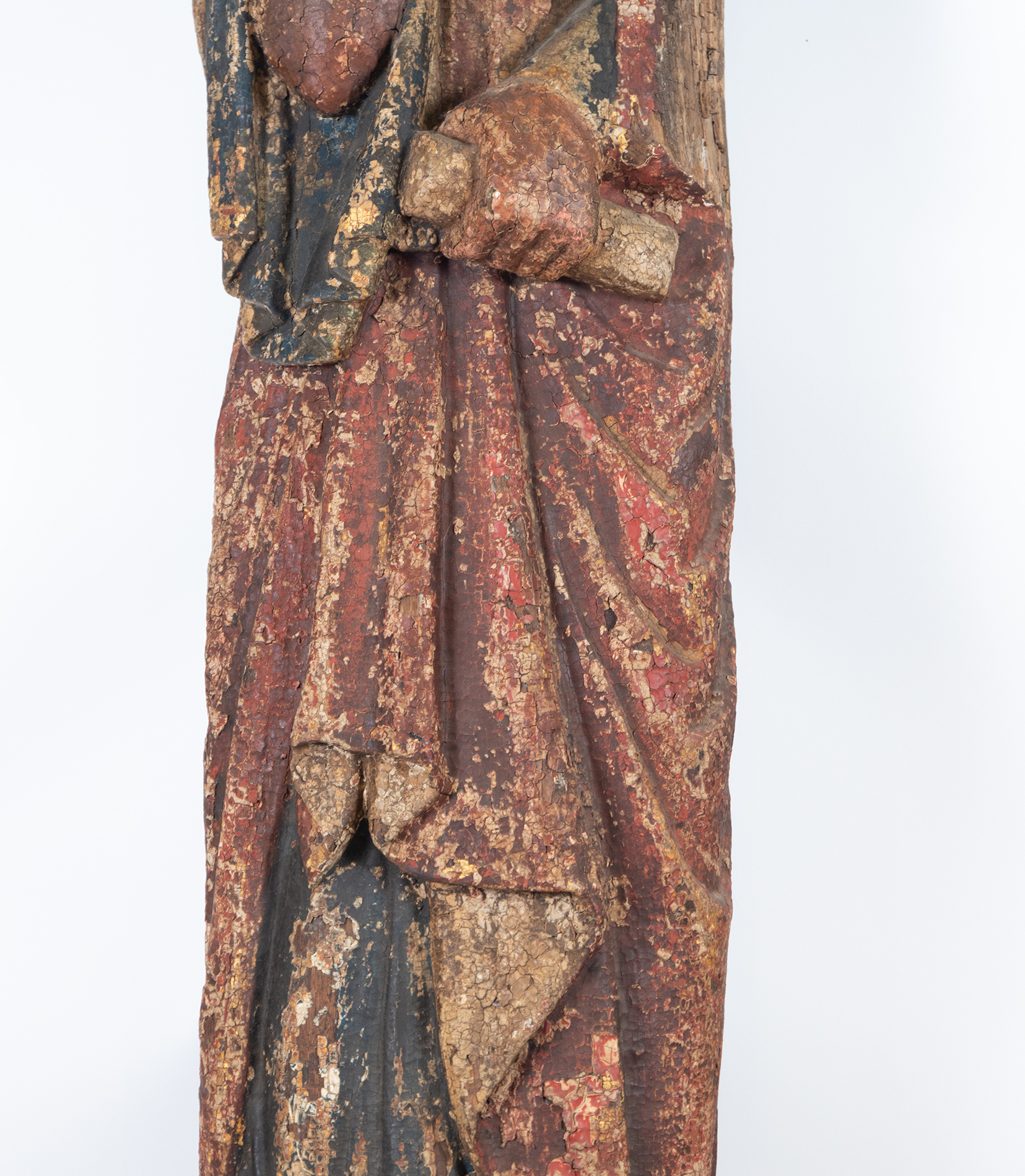 Pair of Large Romanesque Carvings representing Mary and Saint John the Evangelist, Romanesque School - Image 4 of 22