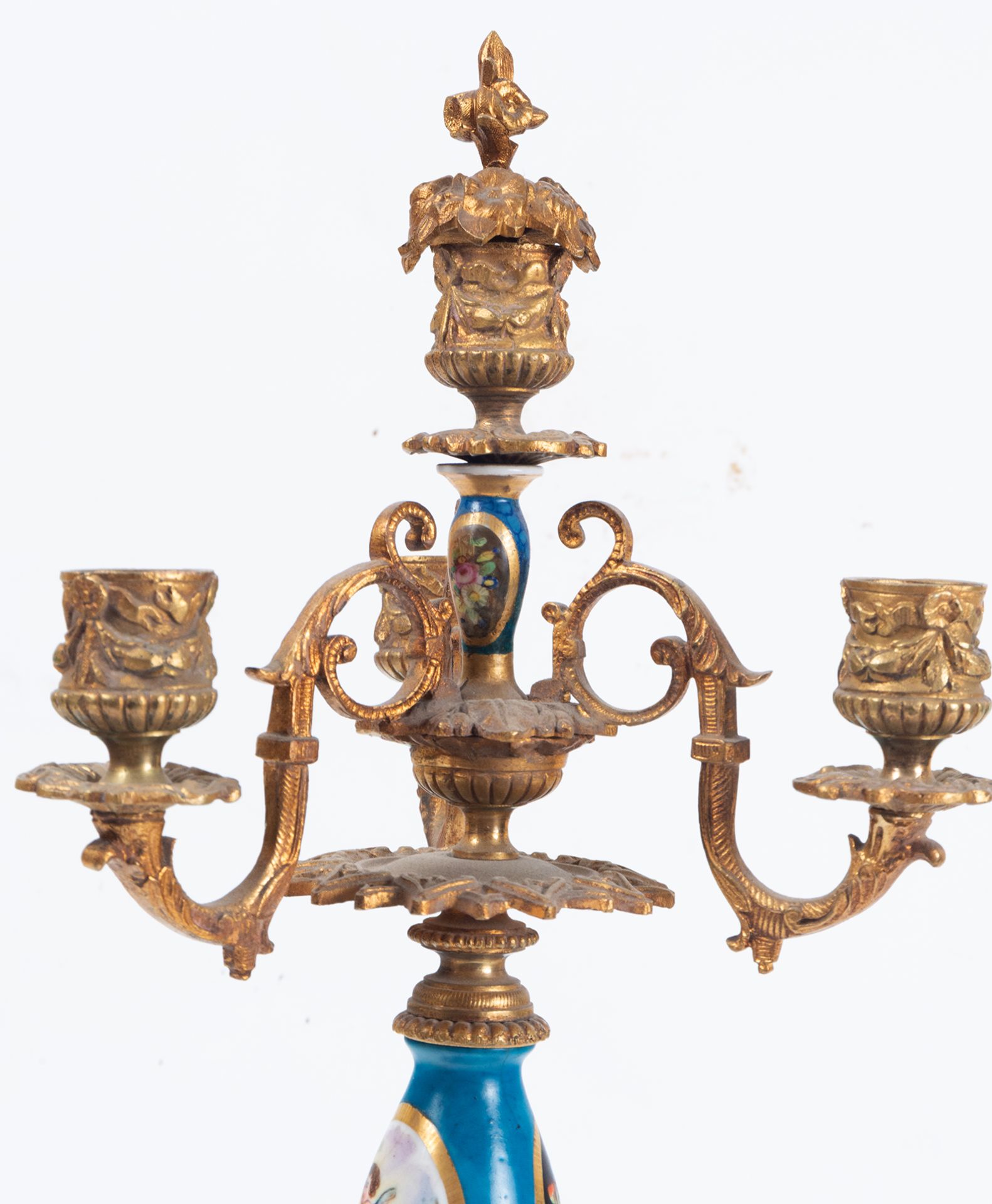 Pair of Candlesticks in Bronze and Old Paris porcelain, French school of the 19th century - Bild 5 aus 13