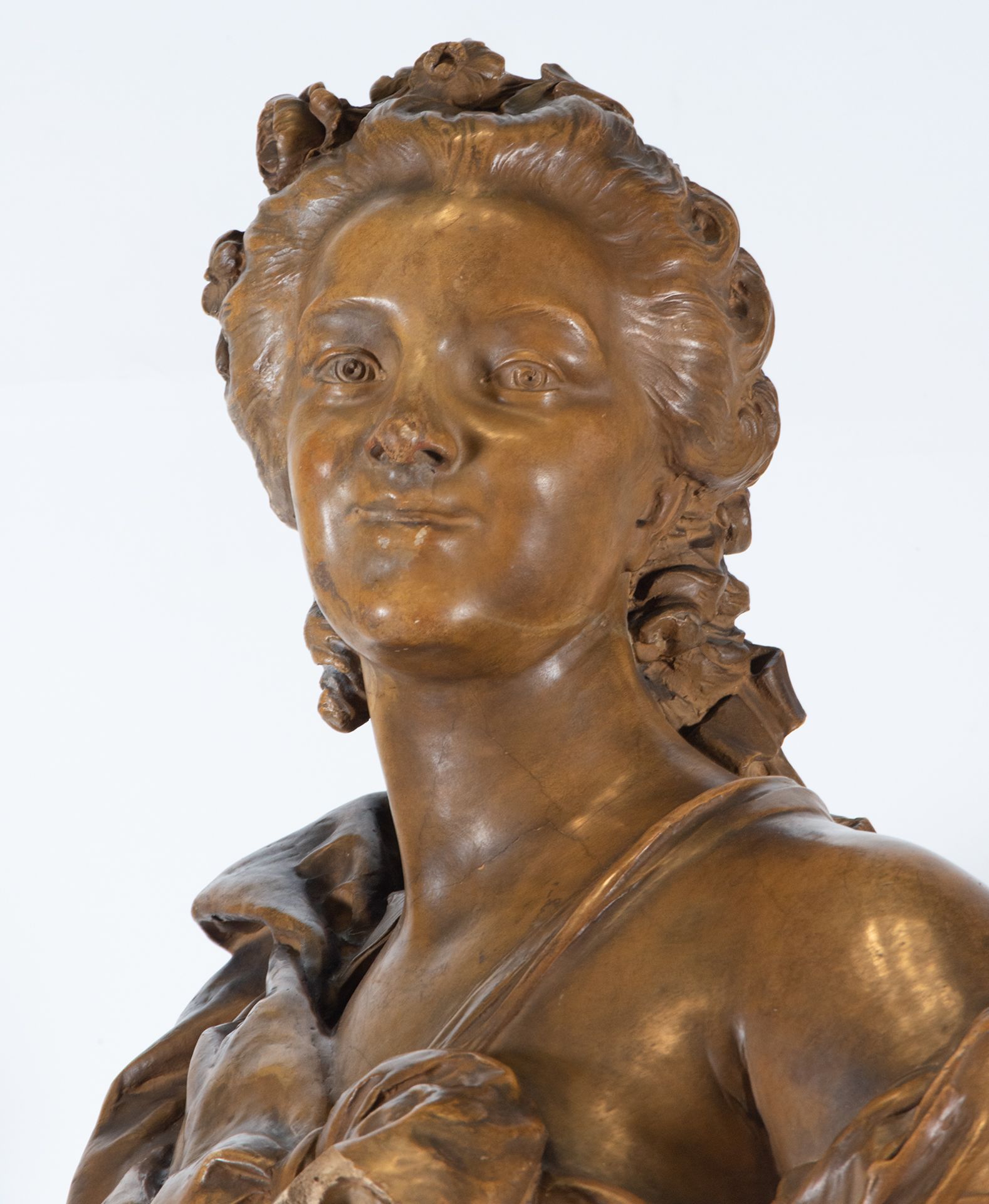 Large Bust of French Noble Lady in Terracotta, France, 18th century - Image 3 of 6