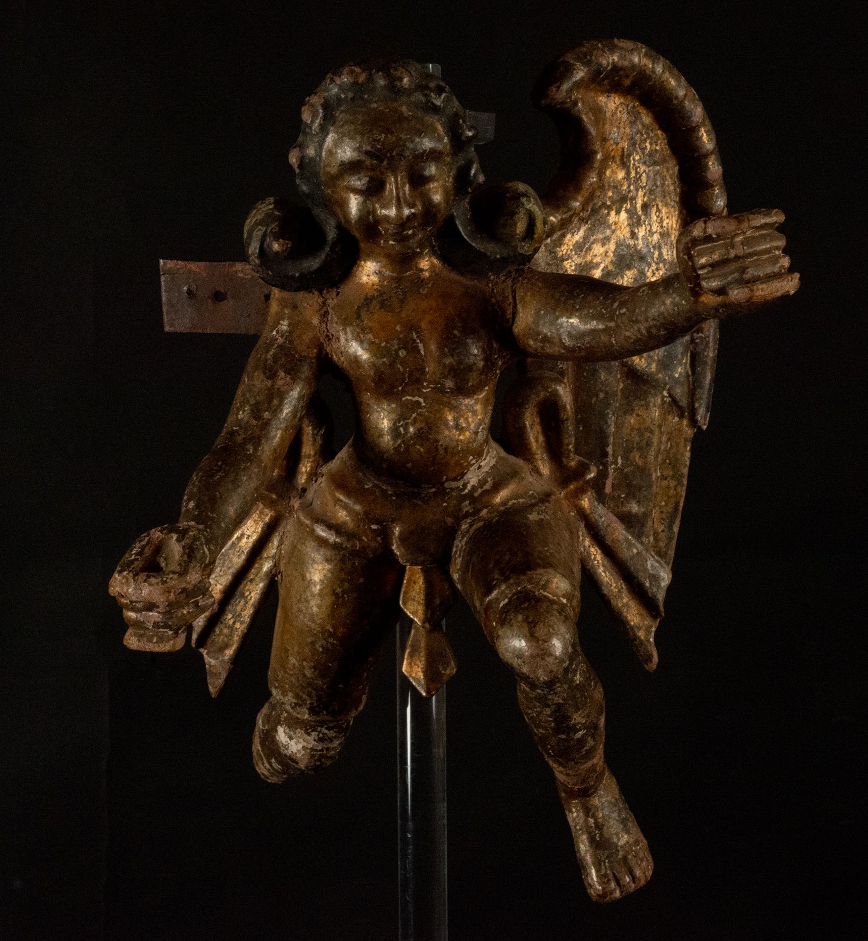 Angel in Carved Wood, Portuguese colonial work, Goa, 17th century