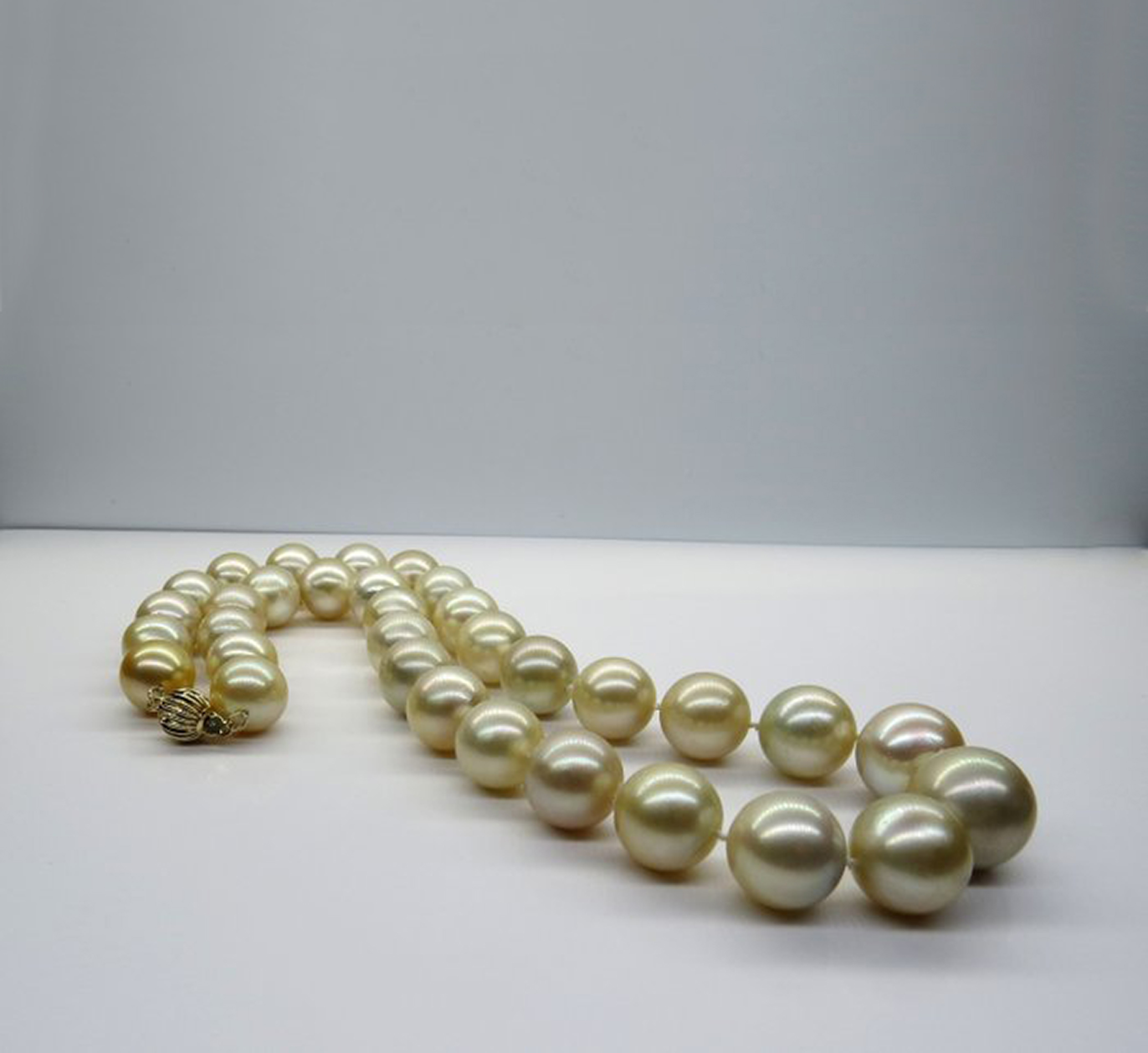 Necklace in Cream and Gold Toned Australian Pearl Necklace with 14k Yellow Gold Gallon Ball Clasp - Bild 3 aus 5