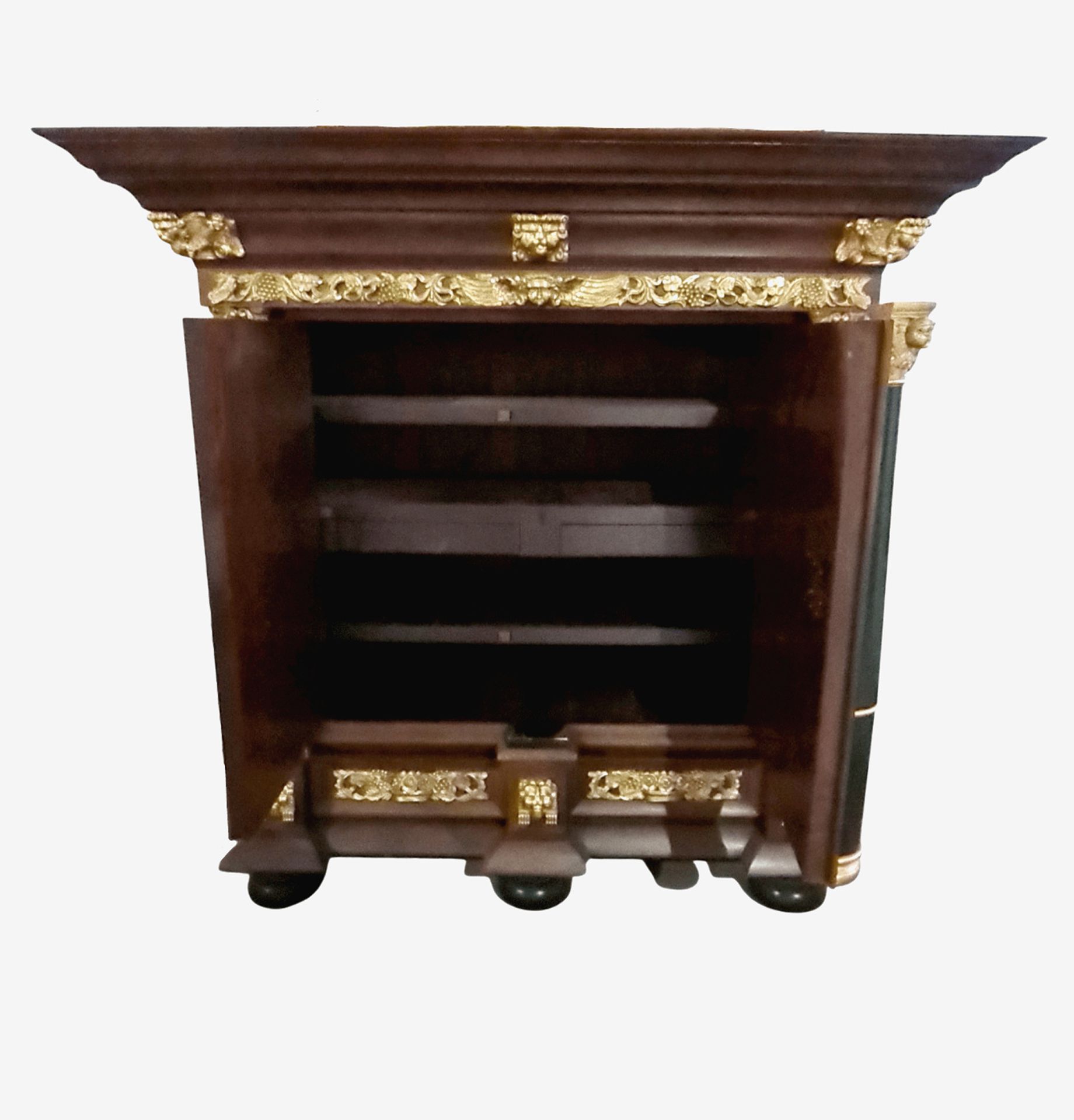 Dutch Chest in Ebonized Wood and Gilt Bronze Sconces, 19th Century