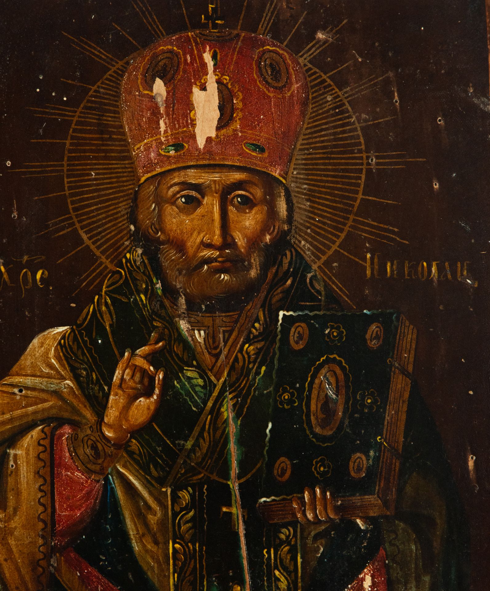 Orthodox Patriarch, 19th century Orthodox Icon - Image 2 of 5
