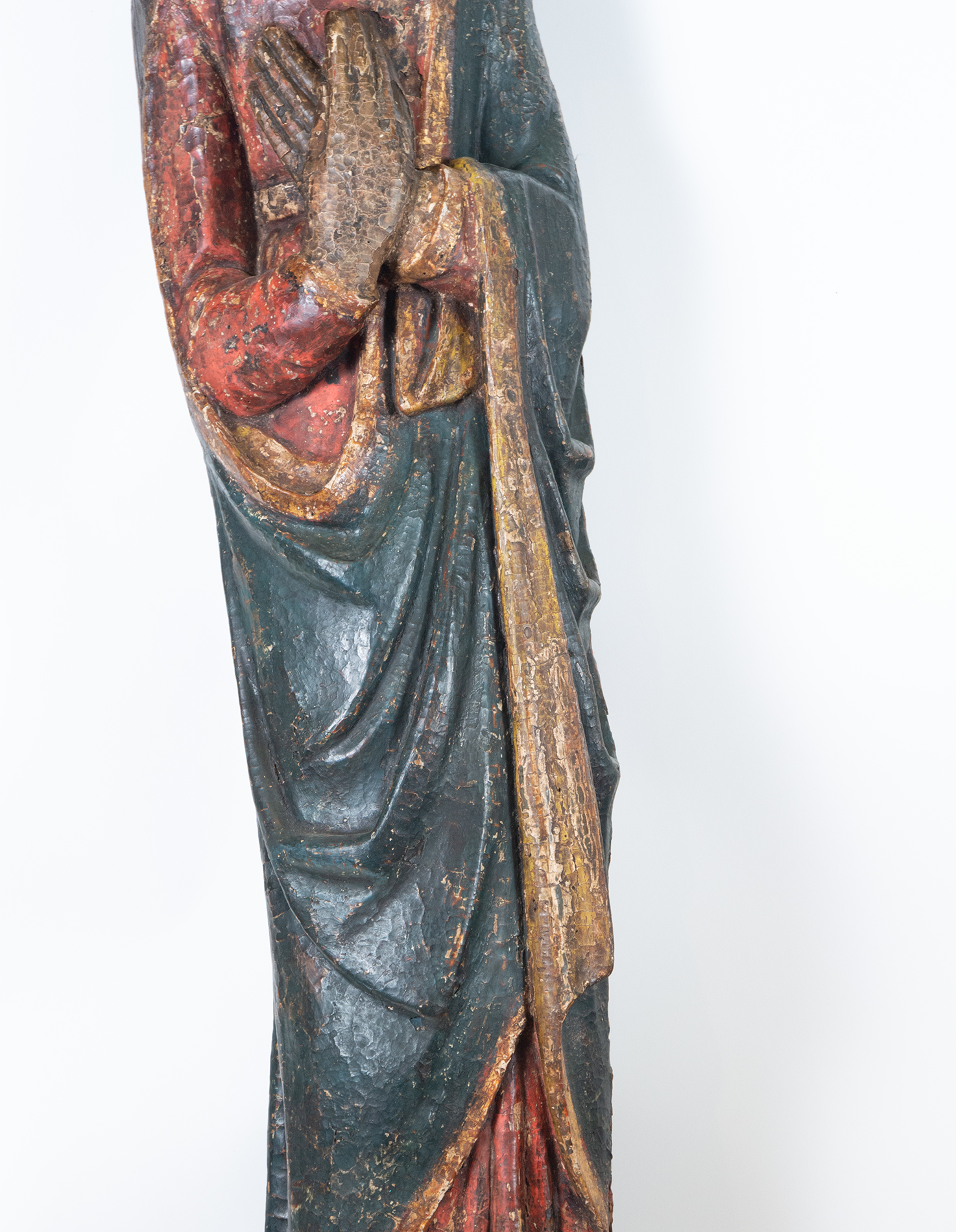 Pair of Large Romanesque Carvings representing Mary and Saint John the Evangelist, Romanesque School - Image 13 of 22