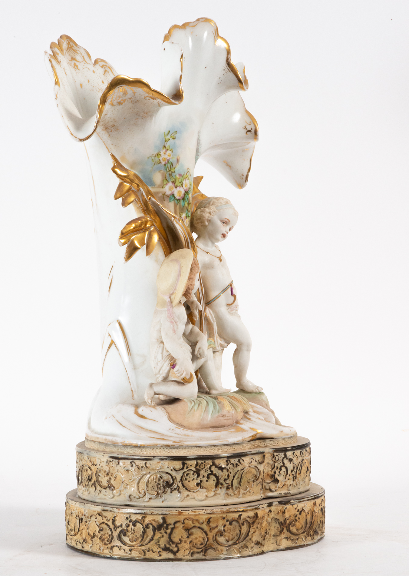 Pair of Vases with Little Shepherds in glazed biscuit porcelain, 19th century - Image 4 of 8