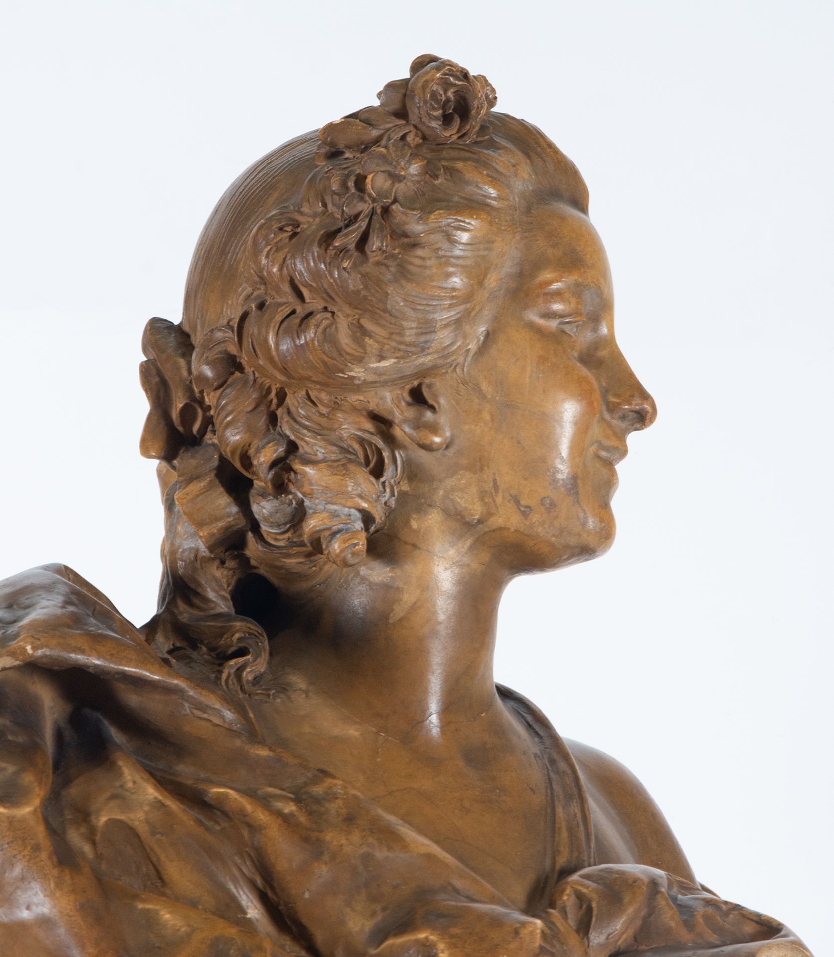 Large Bust of French Noble Lady in Terracotta, France, 18th century - Image 5 of 6