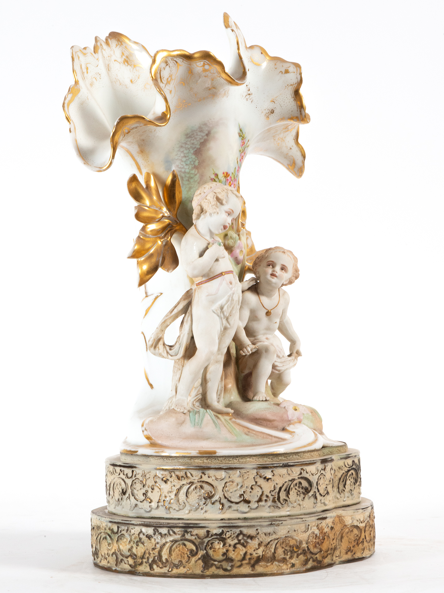 Pair of Vases with Little Shepherds in glazed biscuit porcelain, 19th century - Image 8 of 8