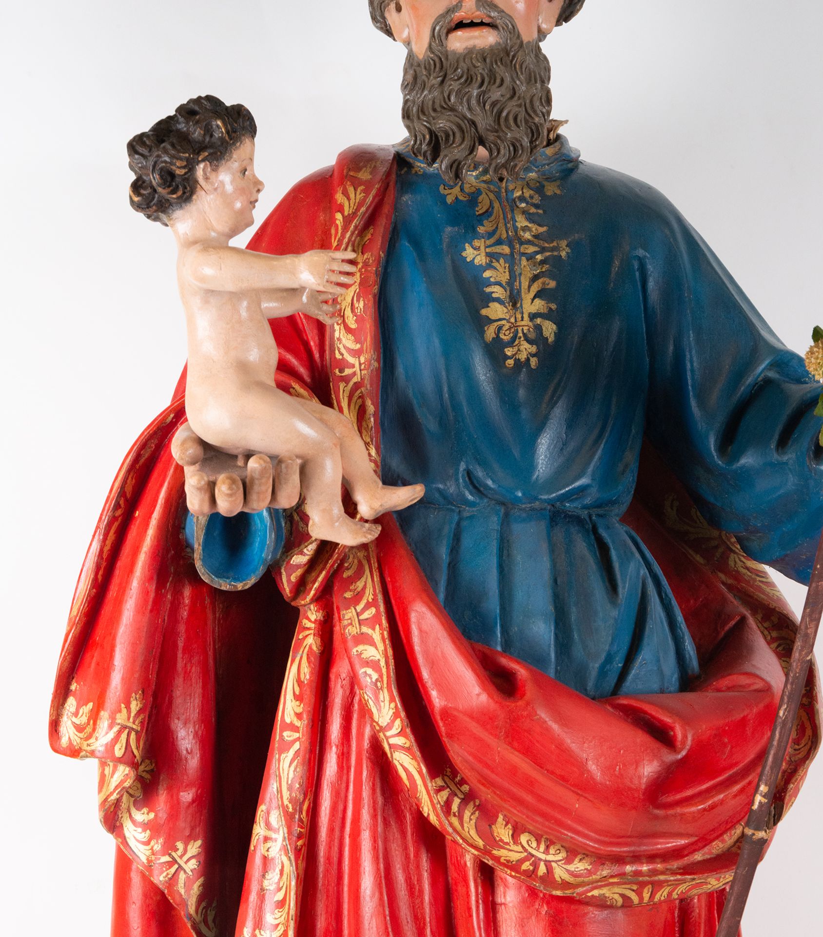 Spectacular Carving of Saint Joseph with the Child in Arms, school of JosŽ Laughing, Granada school  - Image 5 of 18