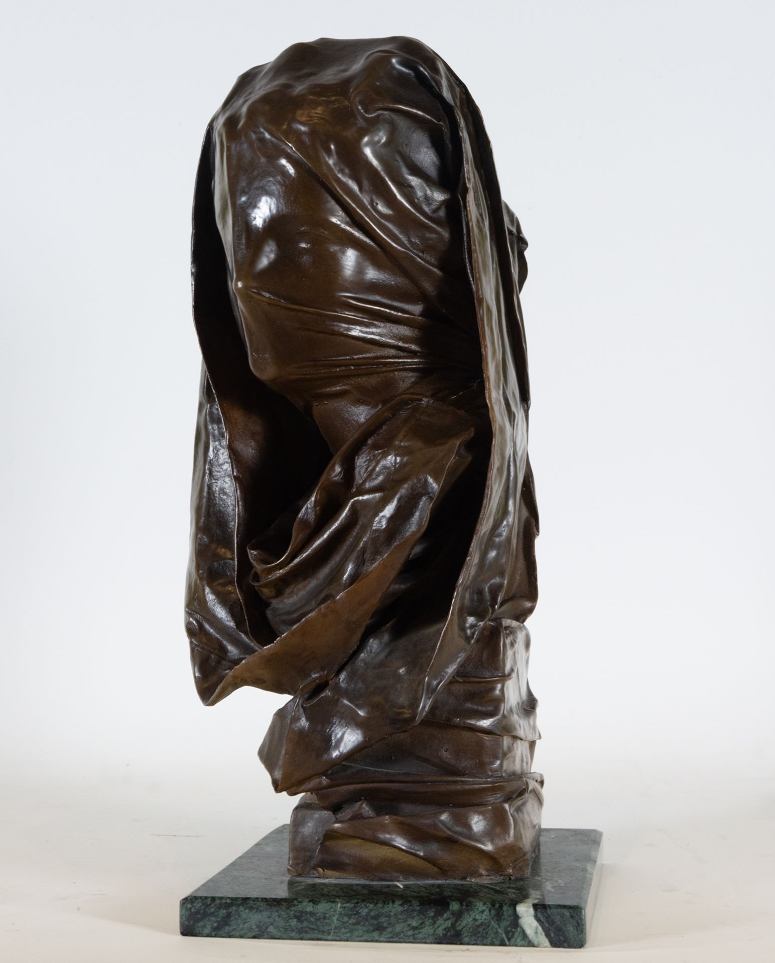 Bust of Lady with Veil, bronze sculpture, 19th century European school - Image 4 of 8