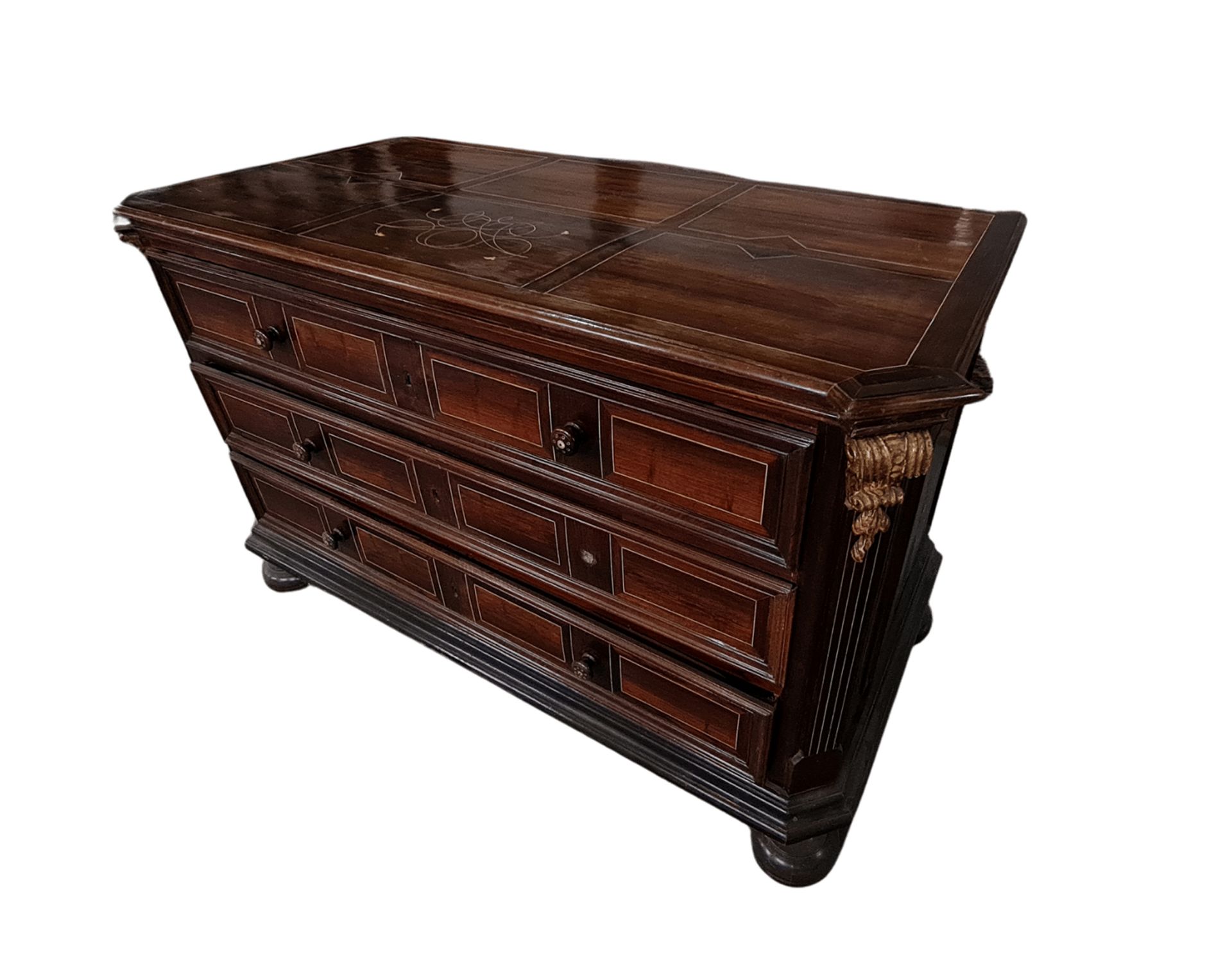 Florentine Commode in Rosewood Marquetry and Gold Leaf Appliques, 18th Century - Image 3 of 4