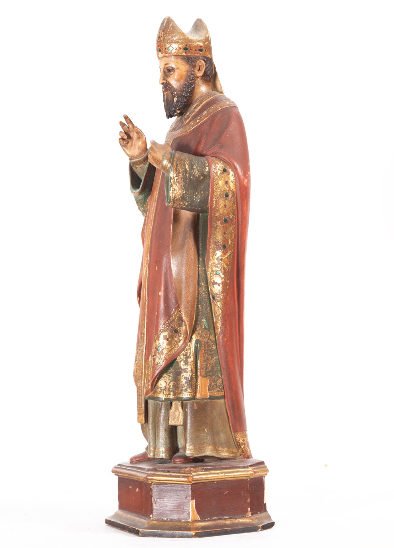 Saint Nicholas, polychrome wood carving, Olot, 19th century - Image 2 of 3