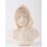 Bust of Shepherdess in Marble, Italian school of the 19th century