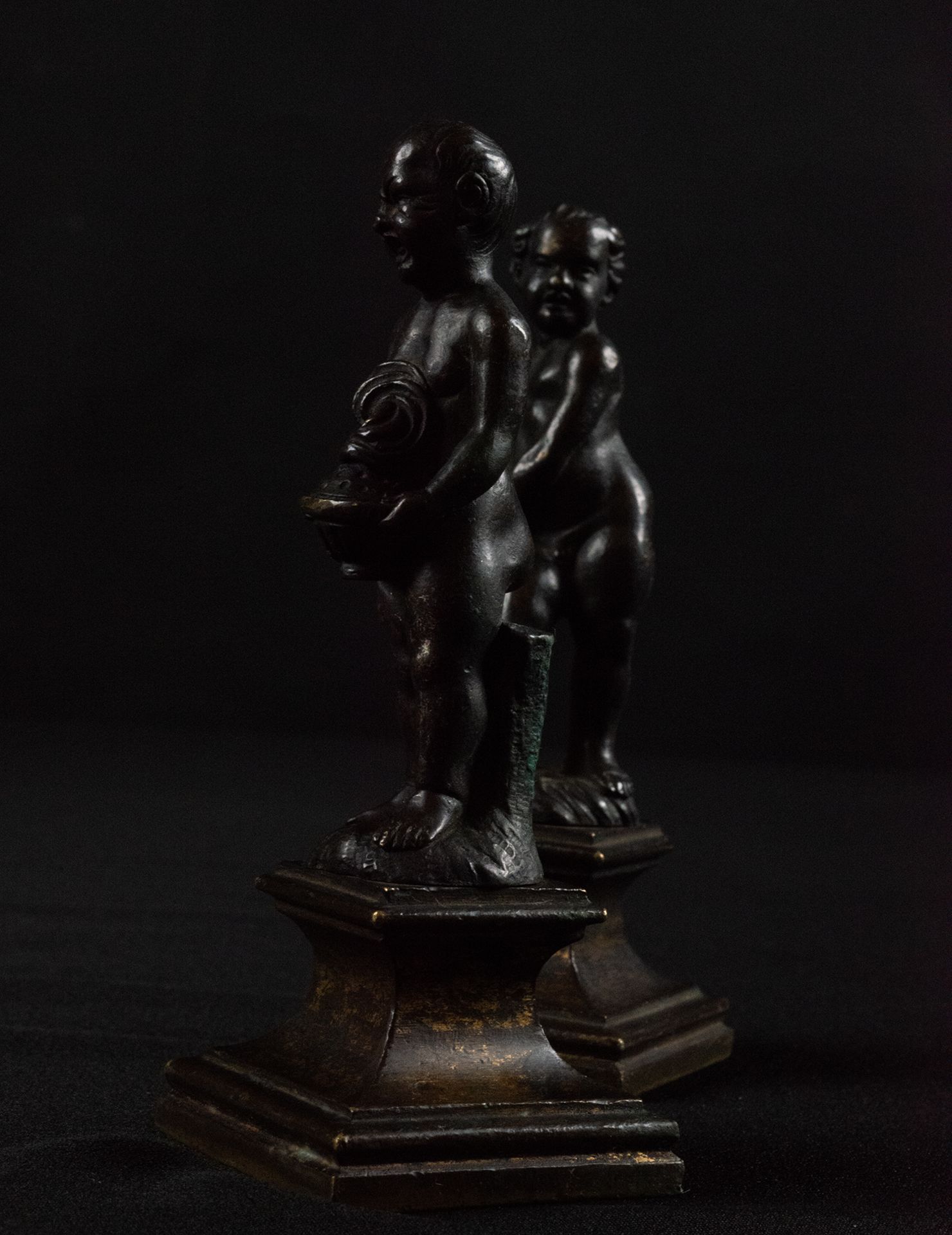 Magnificent Pair of Bronzes representing the Summer and the Winter in patinated bronze, Italian or F - Image 3 of 11