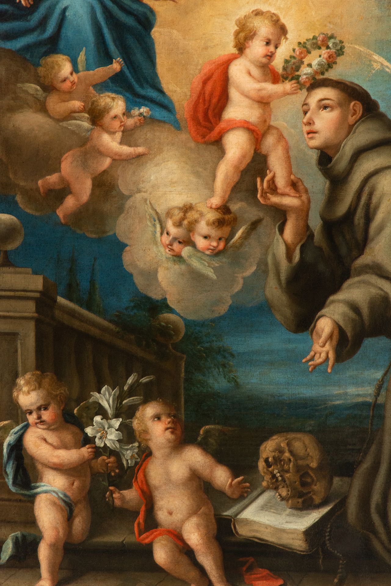 Large Coronation of Saint Francis of Assisi, school of Carlo Maratta, Italian school of the 17th 18t
