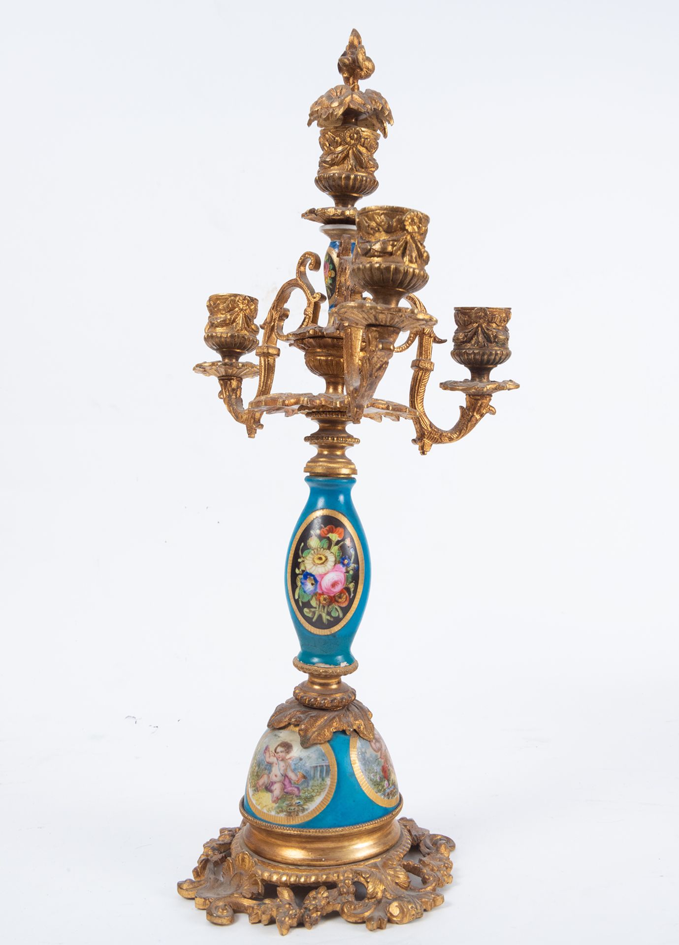 Pair of Candlesticks in Bronze and Old Paris porcelain, French school of the 19th century - Bild 13 aus 13